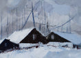 Load image into Gallery viewer, Mid Century Original Winterscape Oil Painting From Sweden by K Christensen

