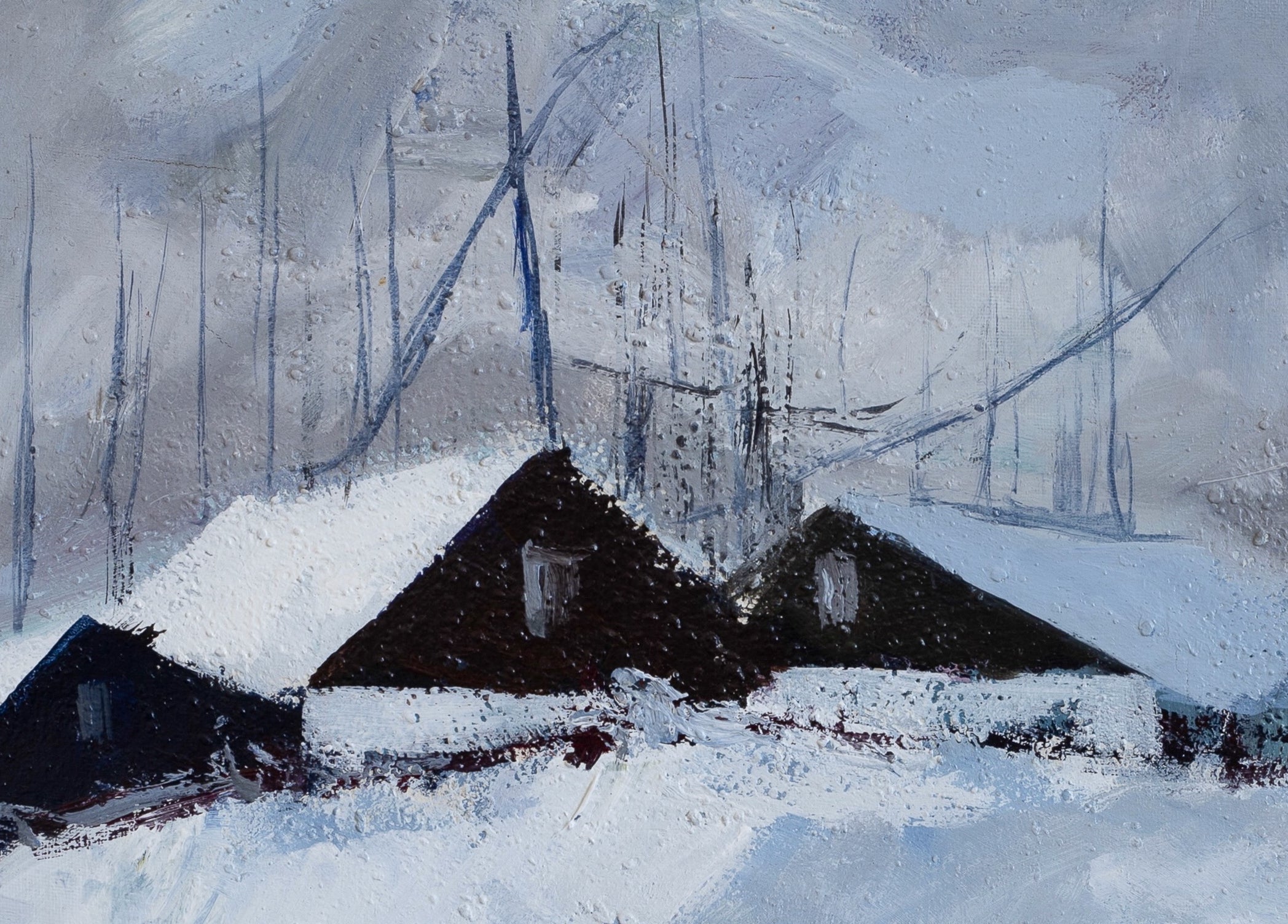 Mid Century Original Winterscape Oil Painting From Sweden by K Christensen