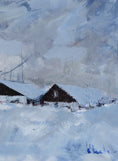 Load image into Gallery viewer, Mid Century Original Winterscape Oil Painting From Sweden by K Christensen
