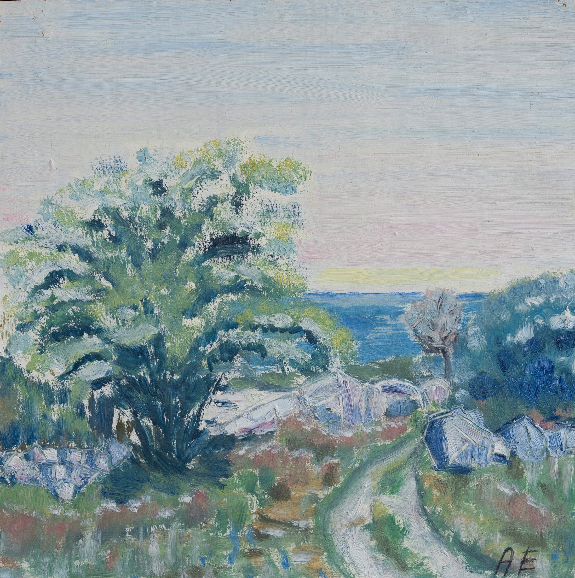 Vintage Art Original Coastal Oil Painting from Sweden