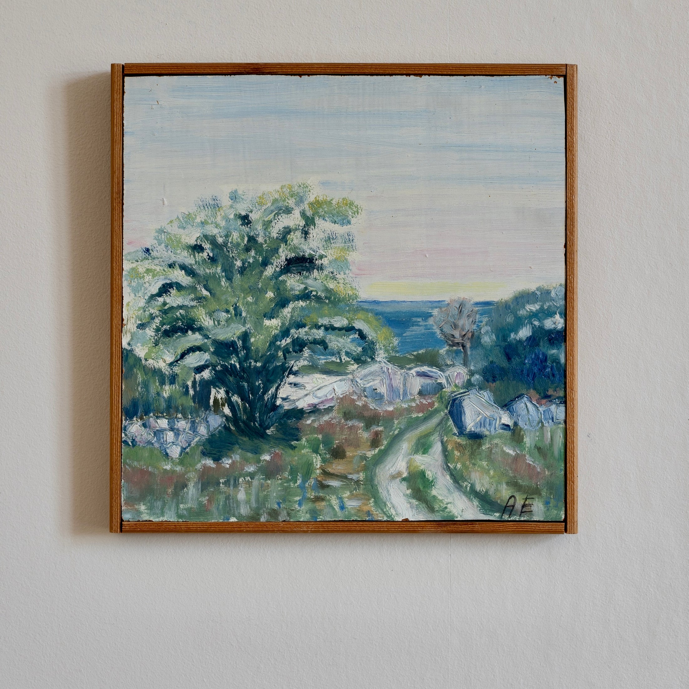 Vintage Art Original Coastal Oil Painting from Sweden