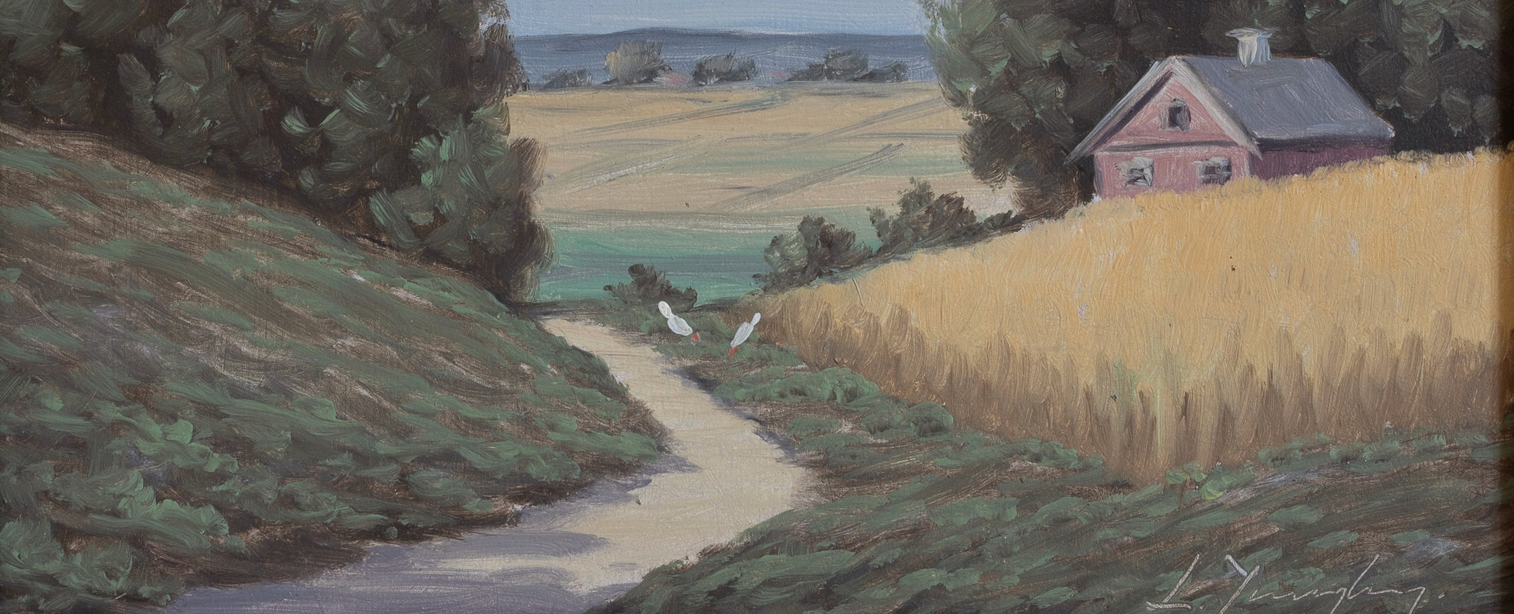 Vintage Art Original Chicken Oil Painting From Sweden