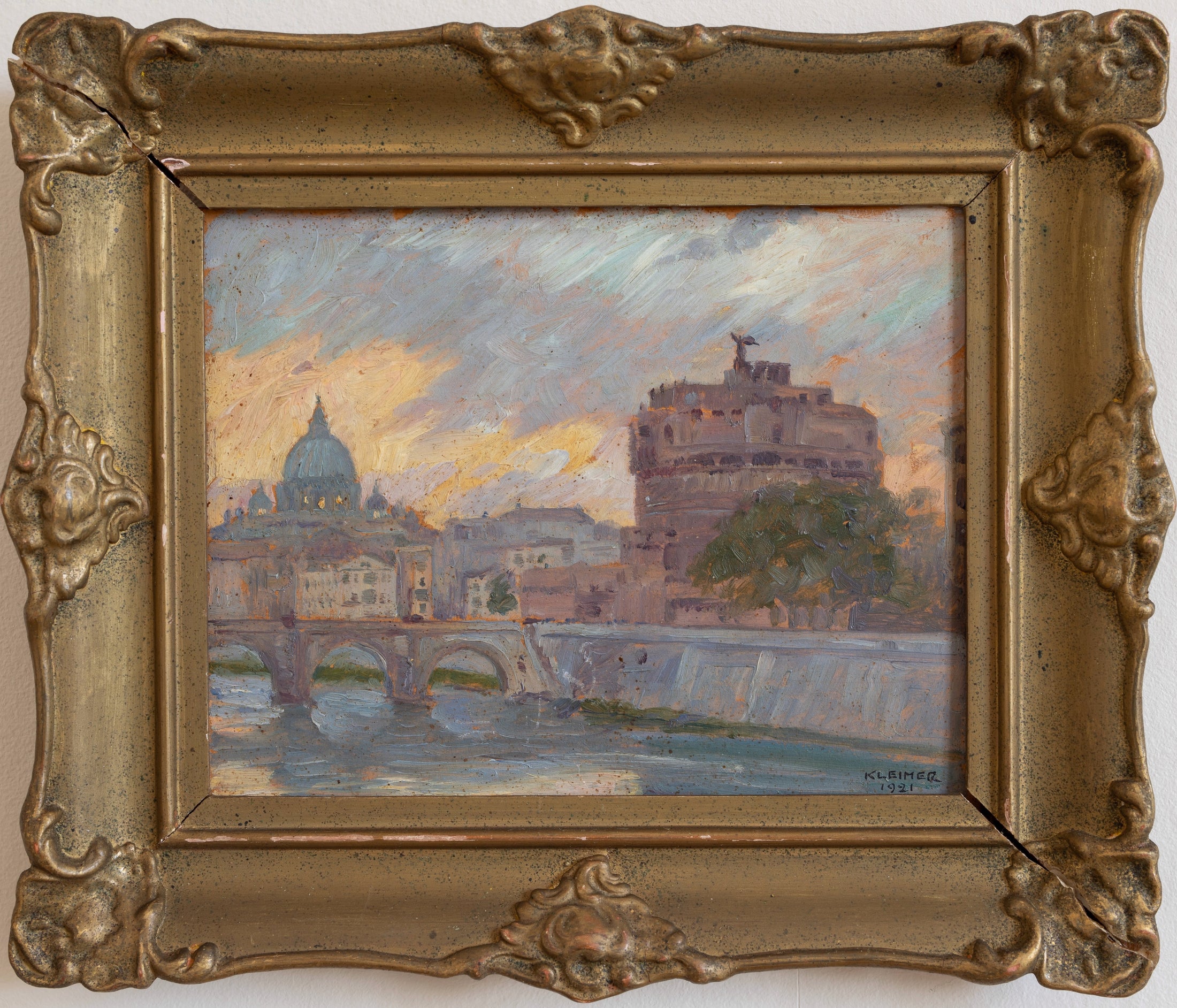 Vintage Art Three Original Cityscape Oil Paintings