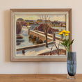Load image into Gallery viewer, Vintage Art Mid Century Cityscape Oil Painting From Sweden
