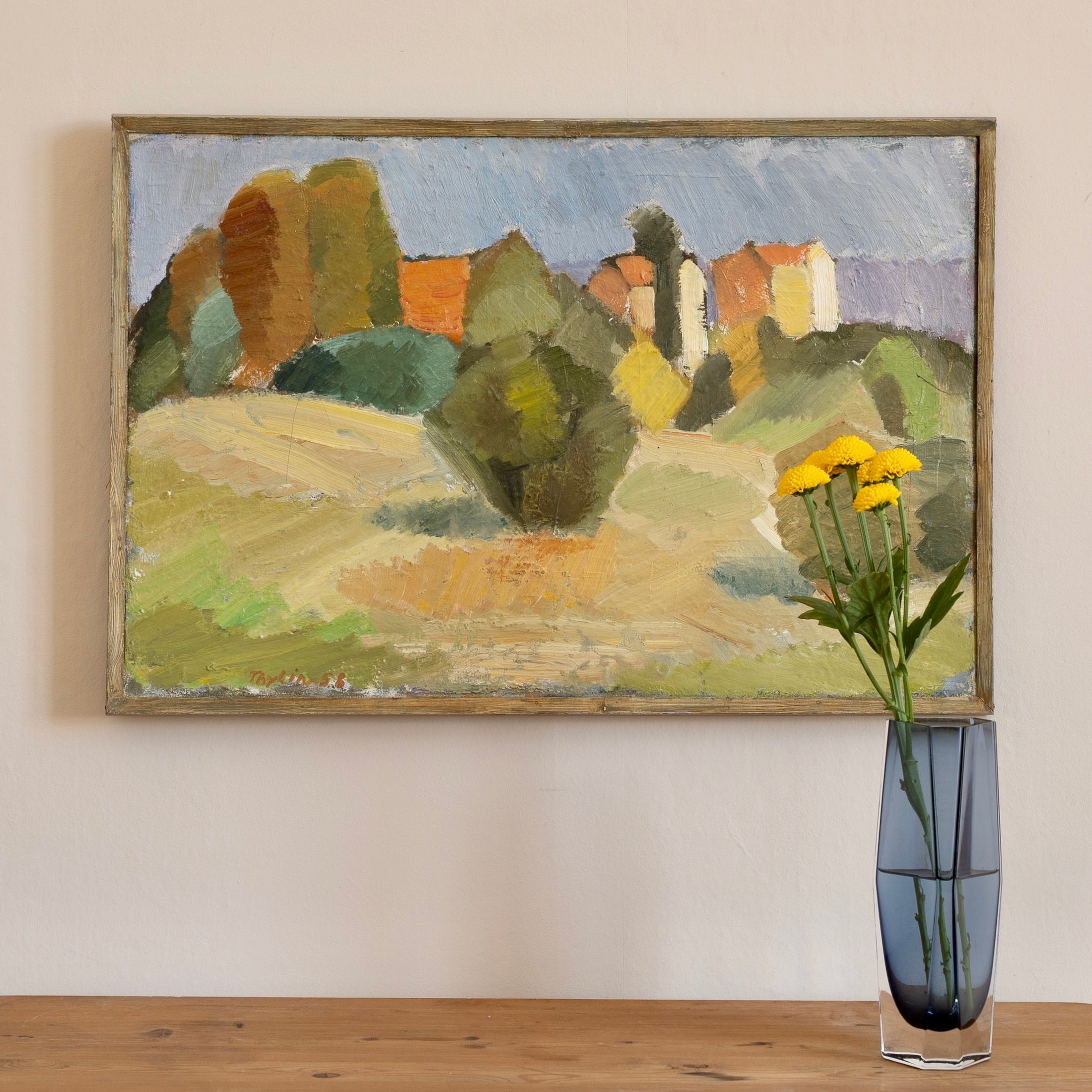 Mid Century Vintage Original Landscape from Sweden 1958