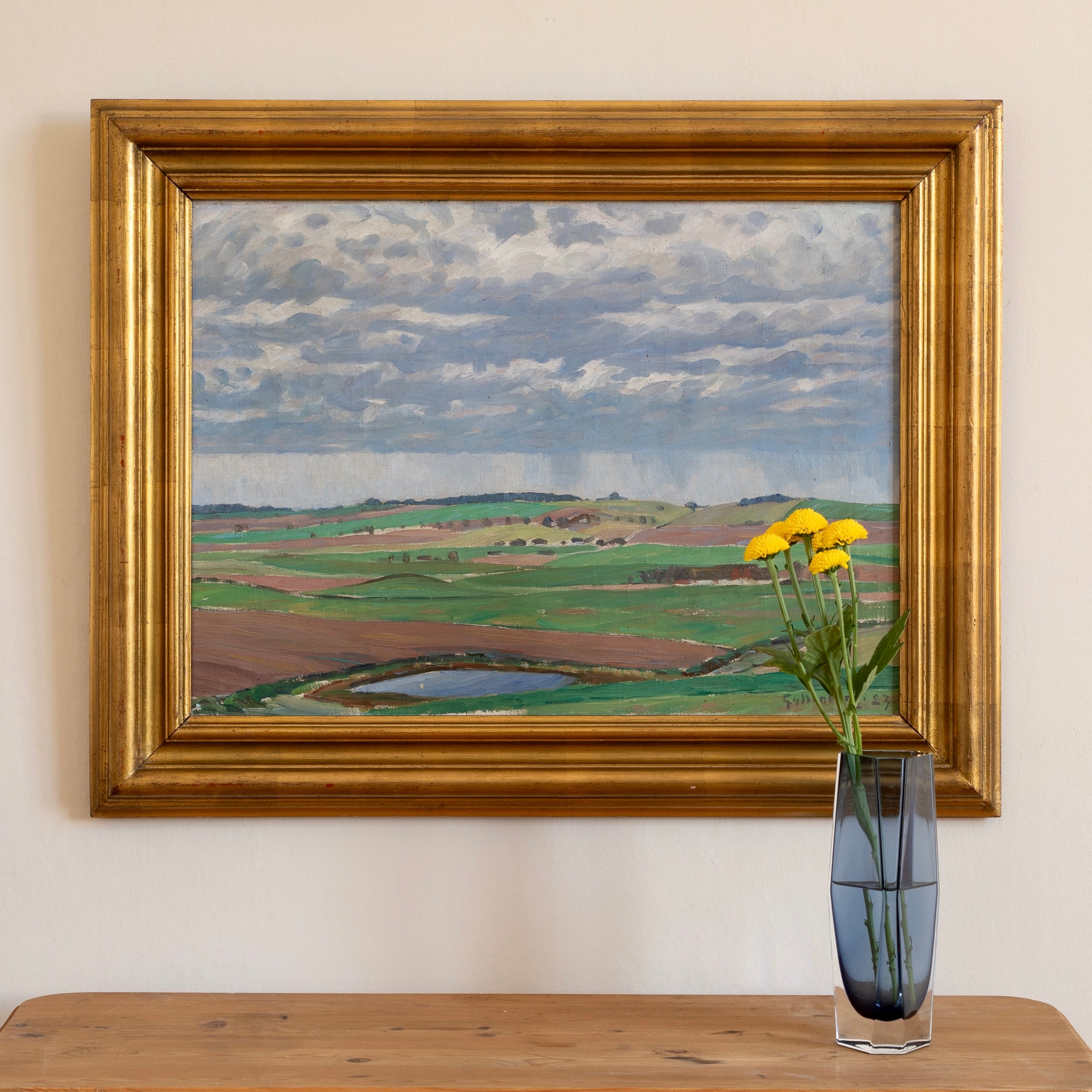 Vintage Art Room Original Landscape Oil Painting from Sweden