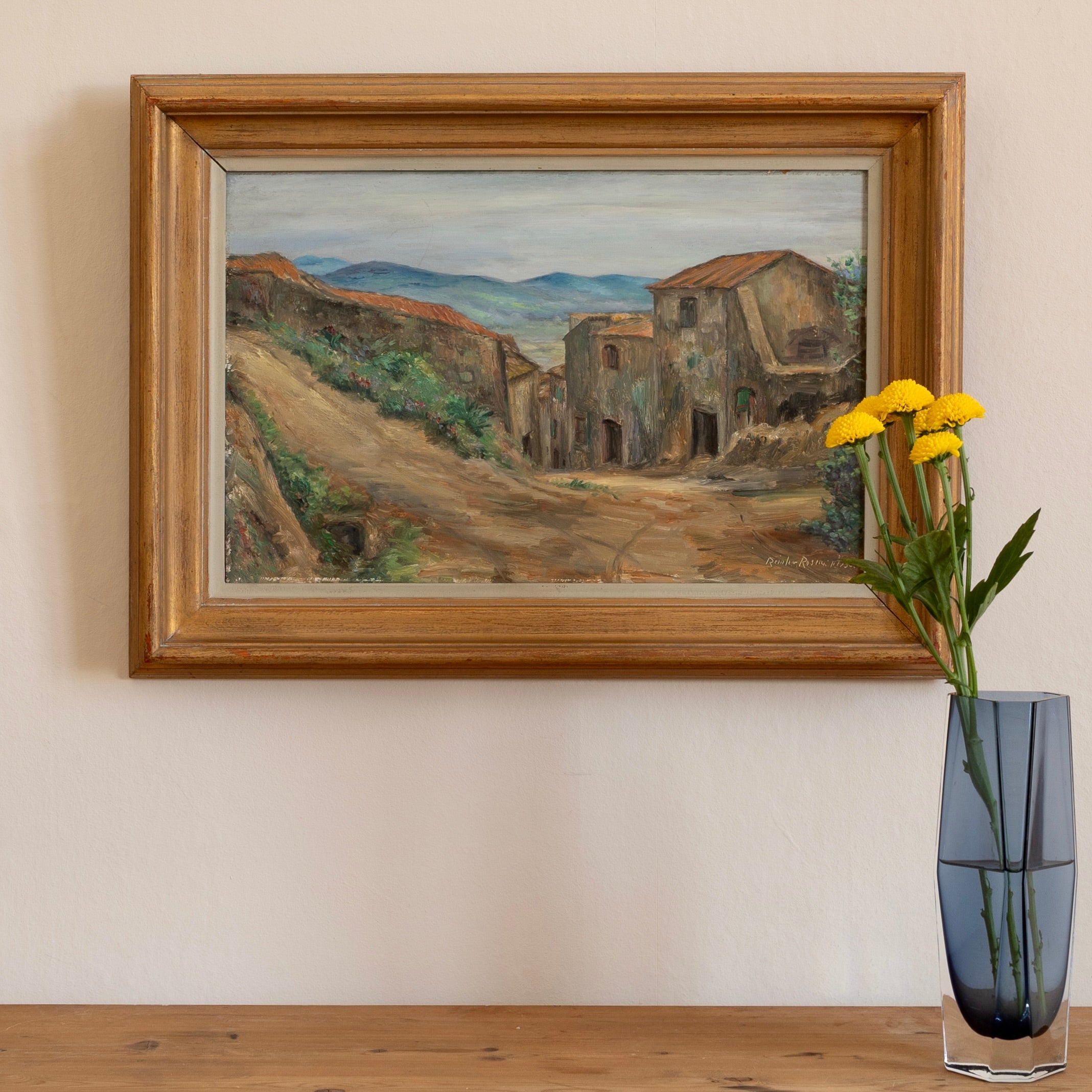 Vintage Mid Century Landscape Oil Painting From Sweden 1950