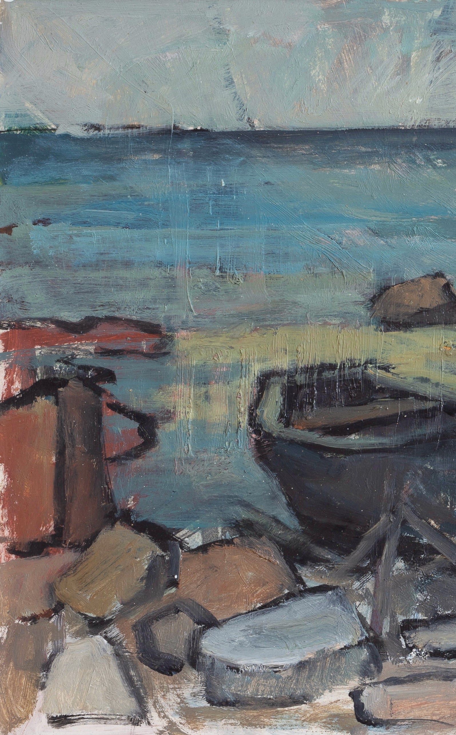 Vintage Mid Century Expressionist Oil Painting from Sweden Signed Emland