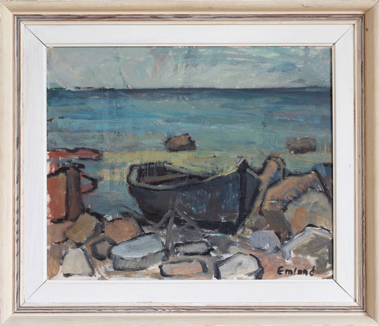 Vintage Mid Century Expressionist Oil Painting from Sweden Signed Emland