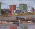 Load image into Gallery viewer, Original Vintage Mid Century Harbor Oil Painting From Sweden
