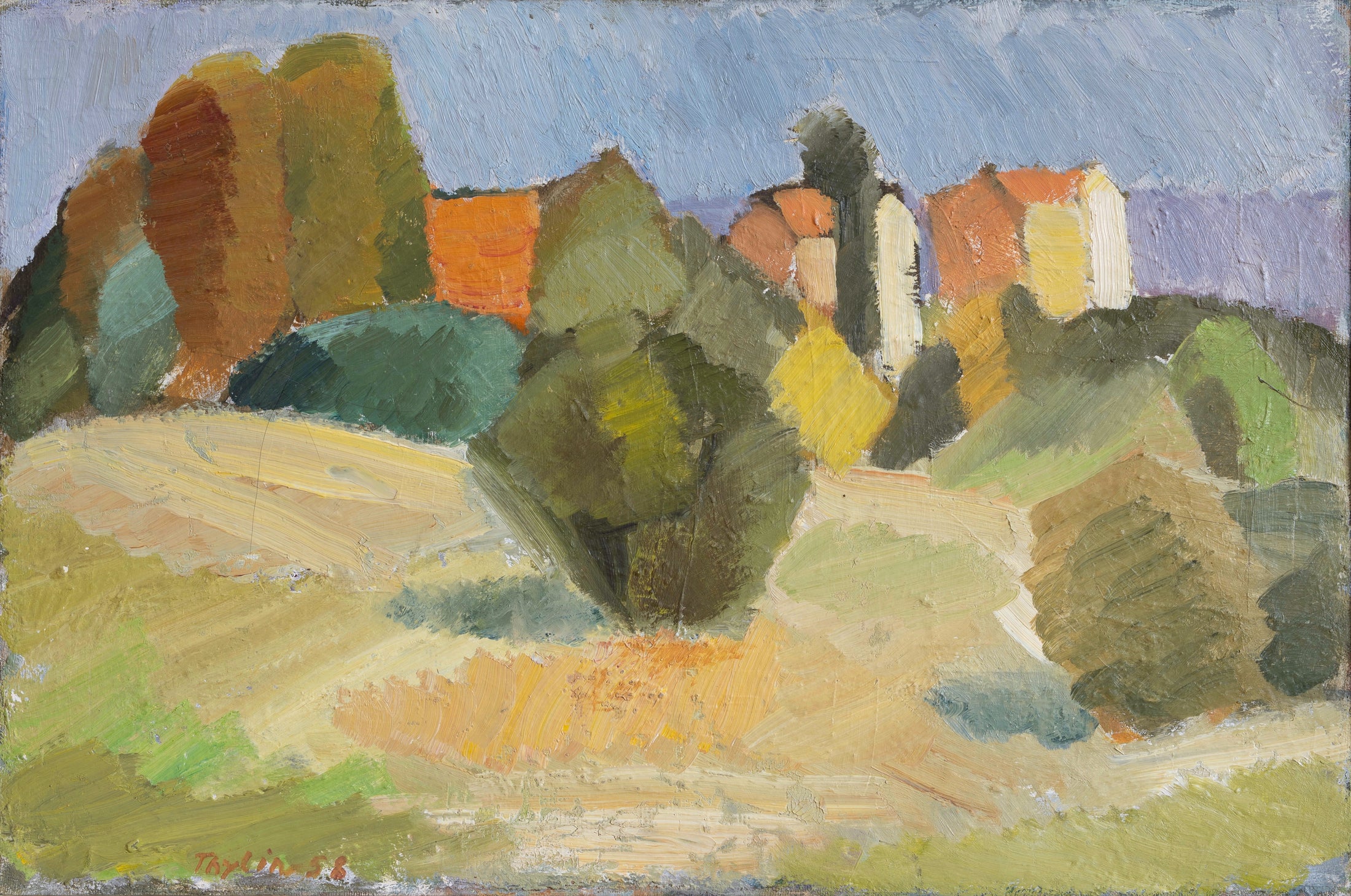 Mid Century Vintage Original Landscape from Sweden 1958