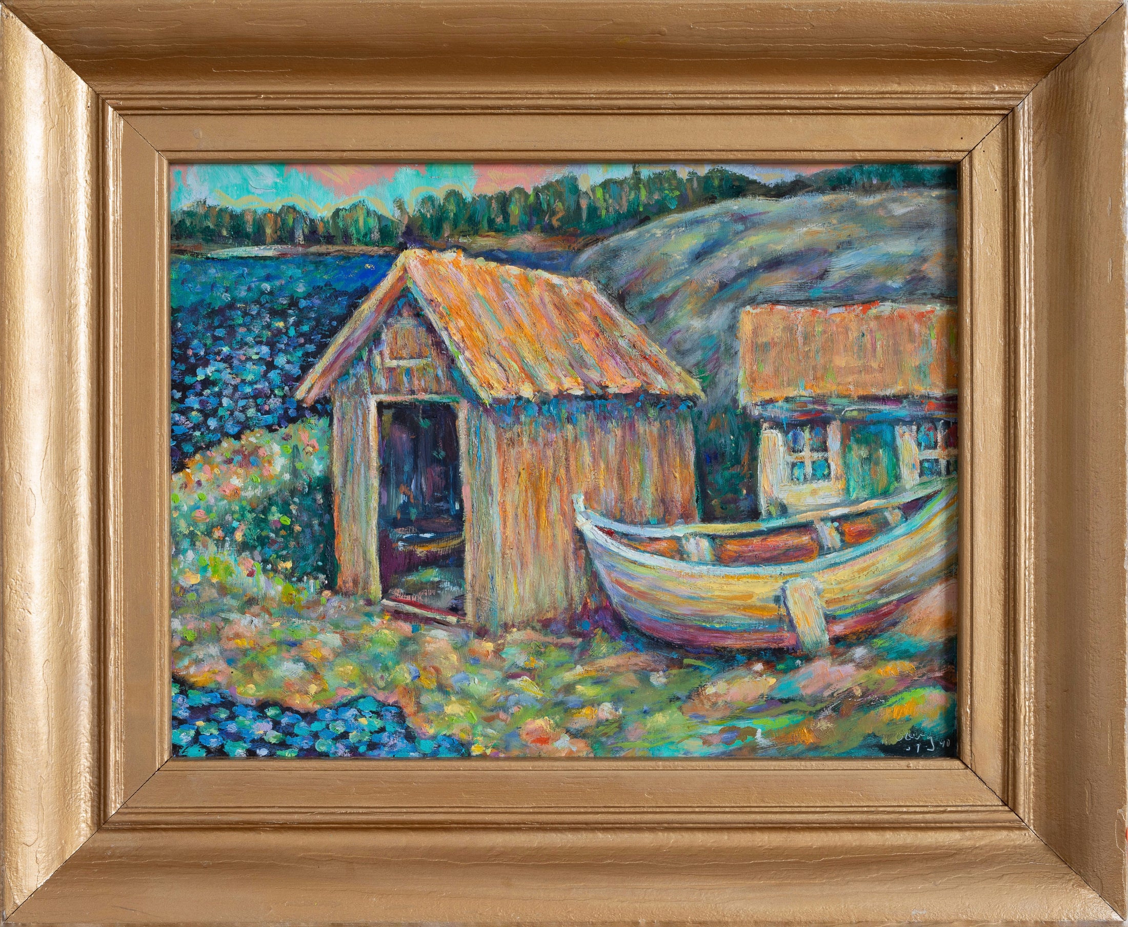 Affordable Art Mid Century Vintage Original Oil Painting  from Sweden