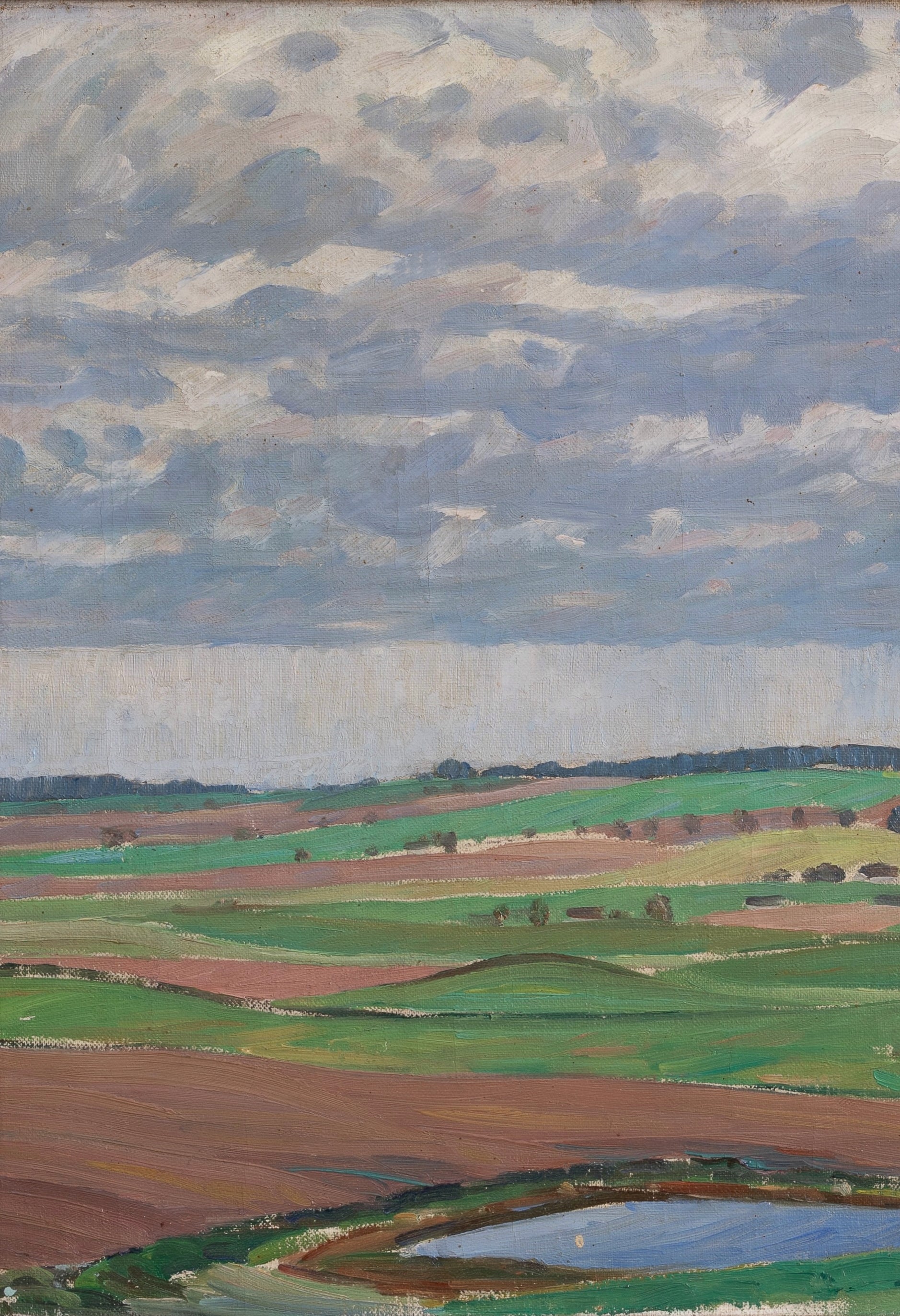 Vintage Art Room Original Landscape Oil Painting from Sweden