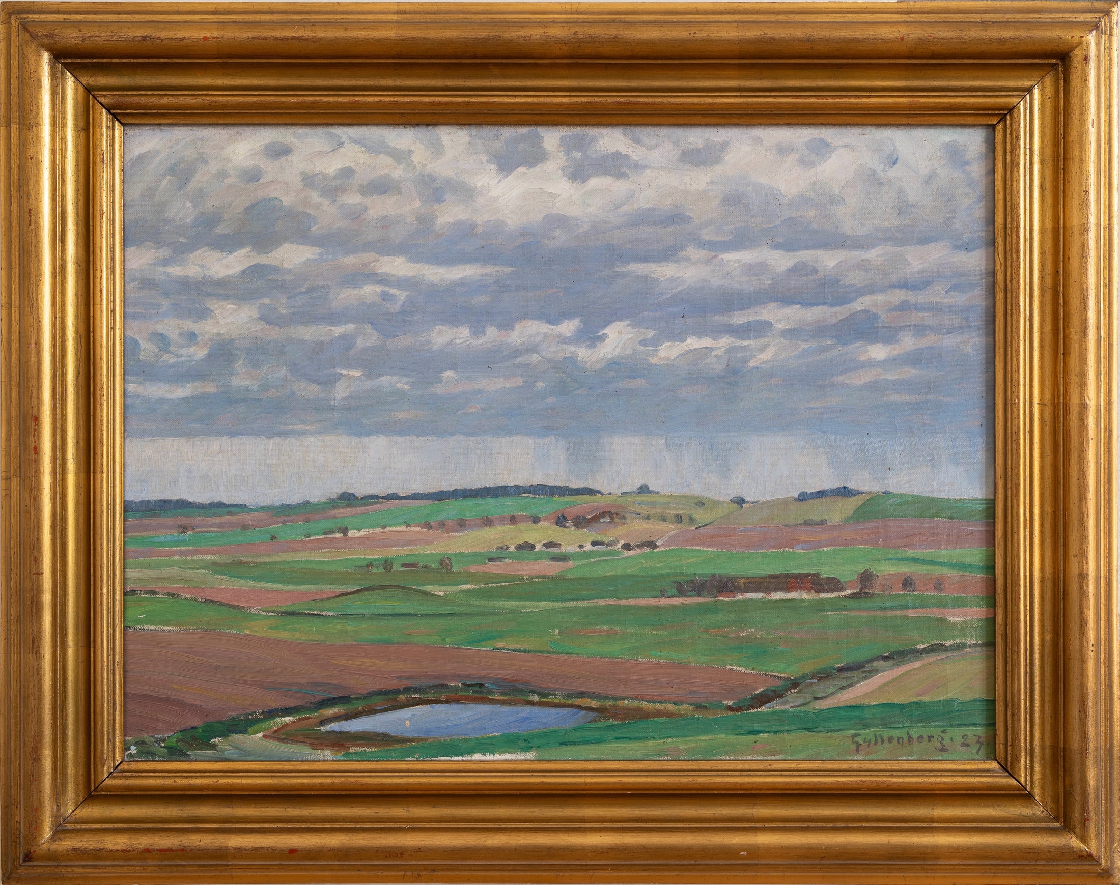 Vintage Art Room Original Landscape Oil Painting from Sweden