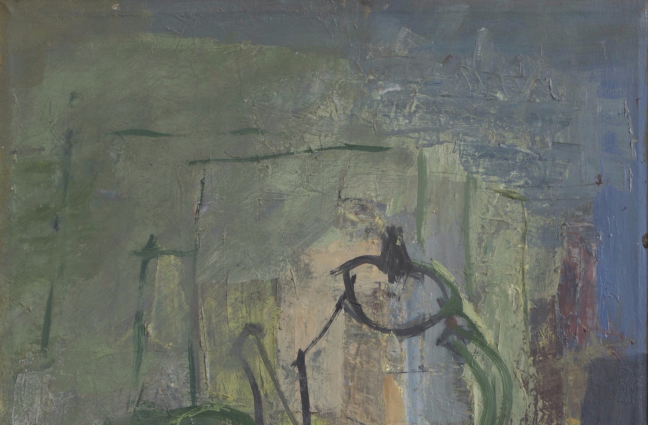 Vintage Art Mid Century Abstract Oil Painting 1965