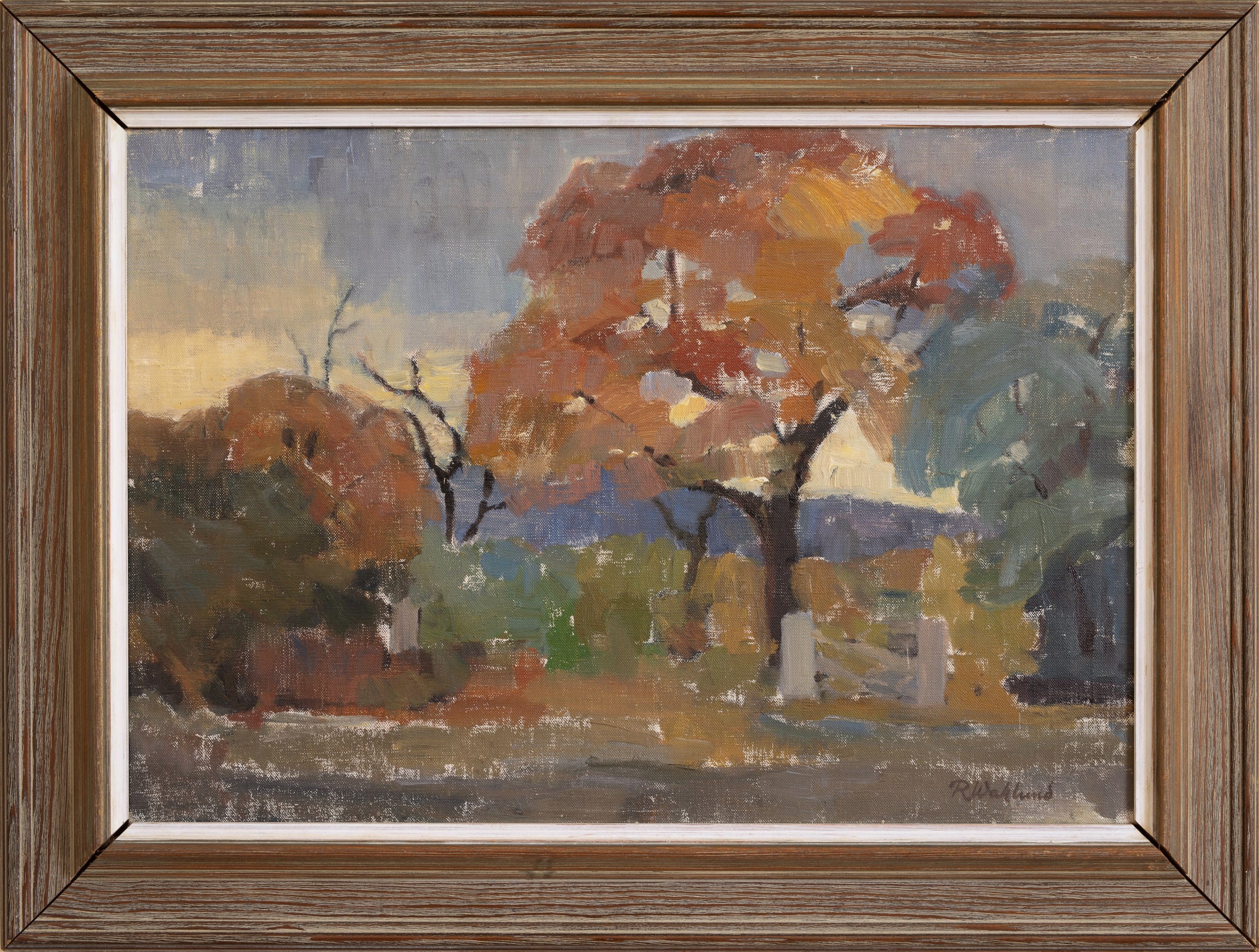 Colorful Swedish Vintage Original Landscape Oil Painting