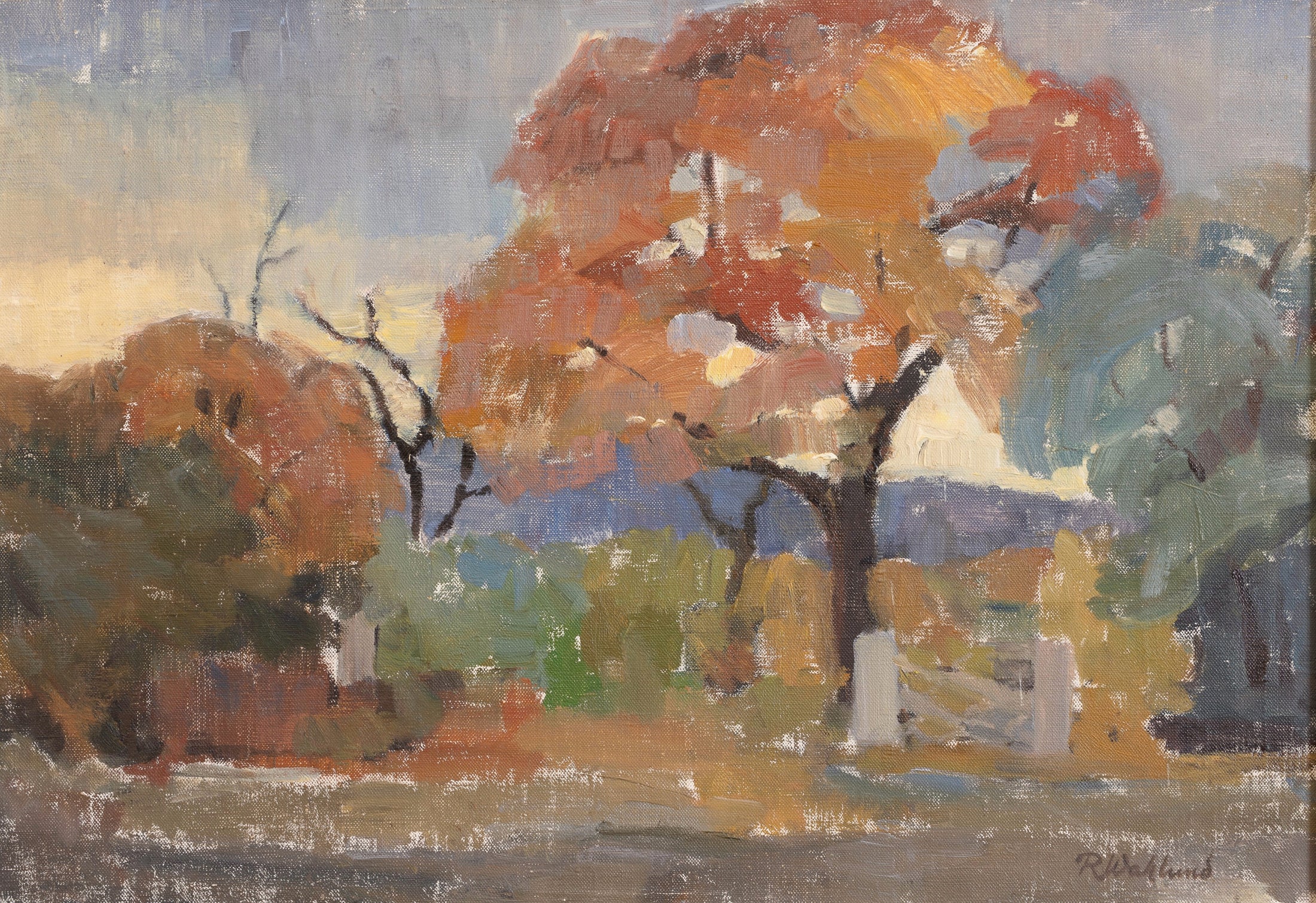Colorful Swedish Vintage Original Landscape Oil Painting