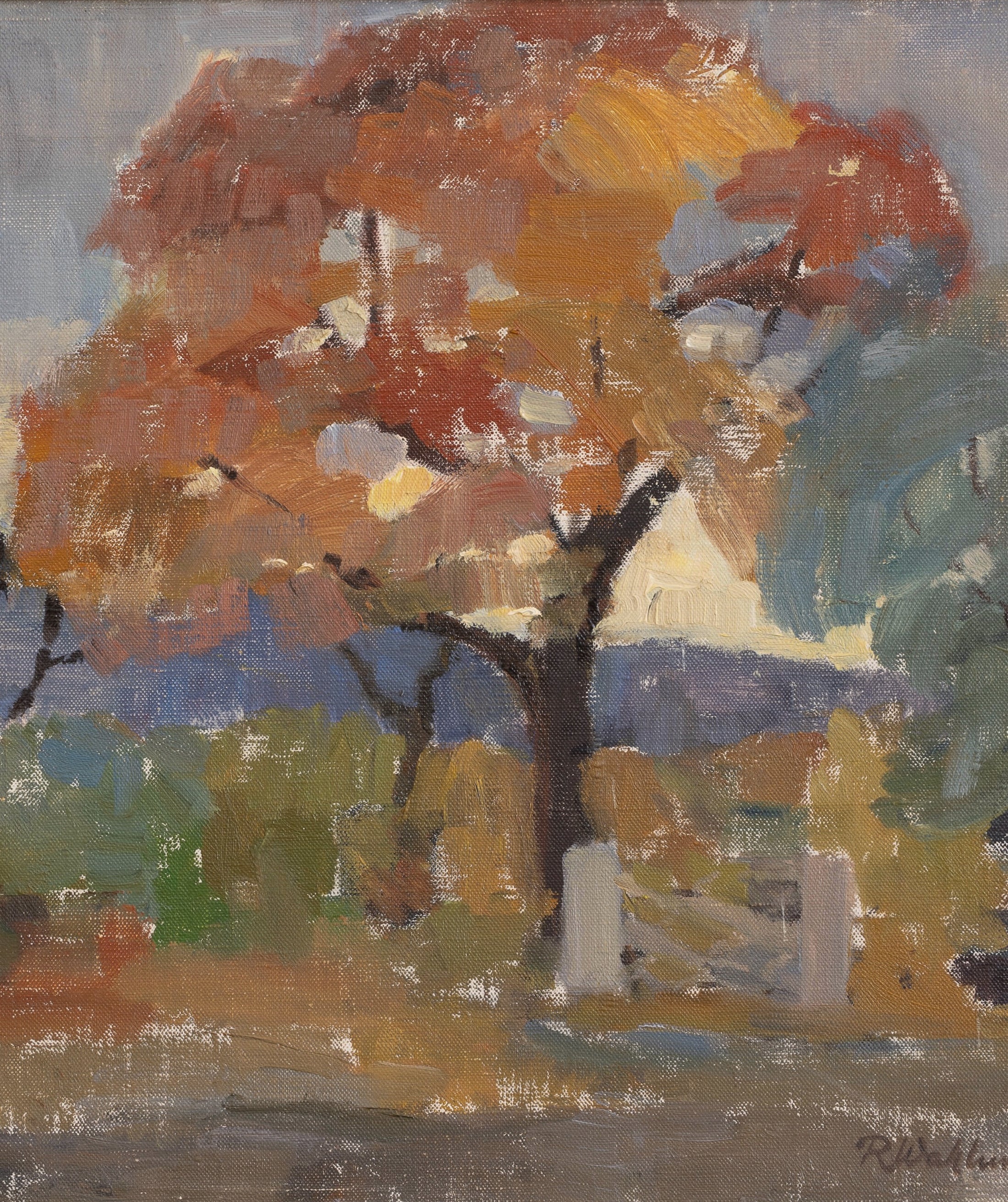 Colorful Swedish Vintage Original Landscape Oil Painting