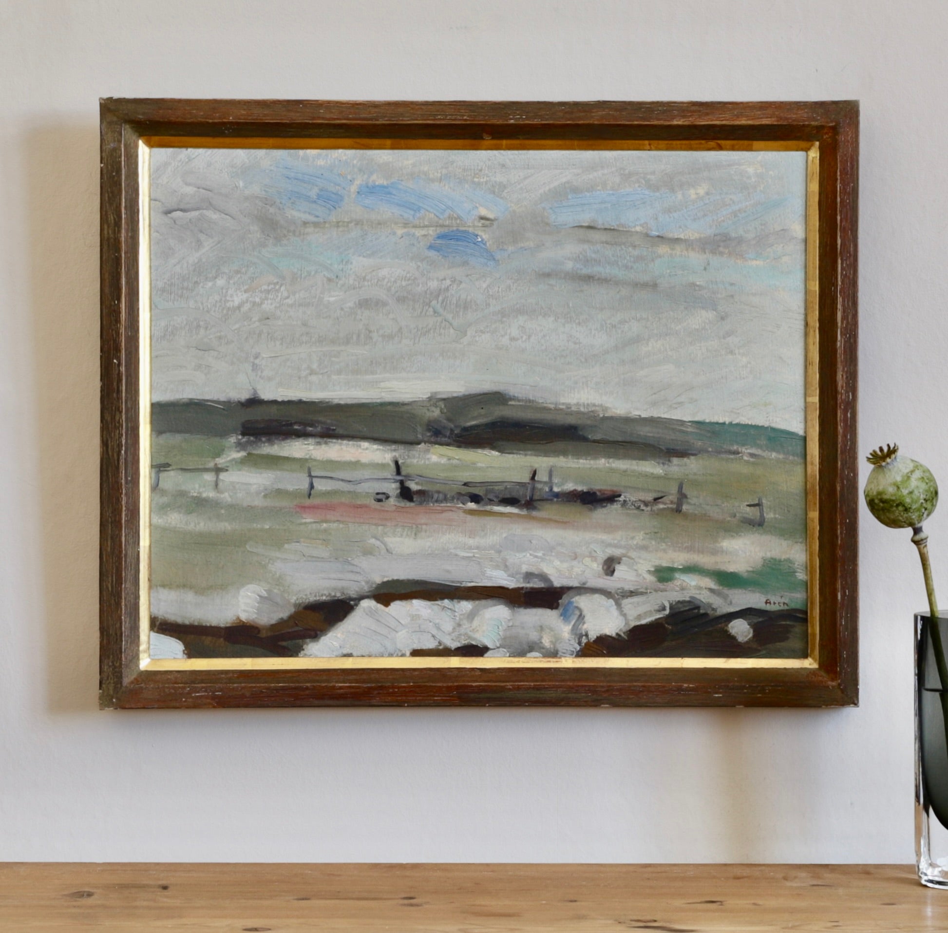 Vintage Original Mid Century Coastal Oil Painting from Sweden