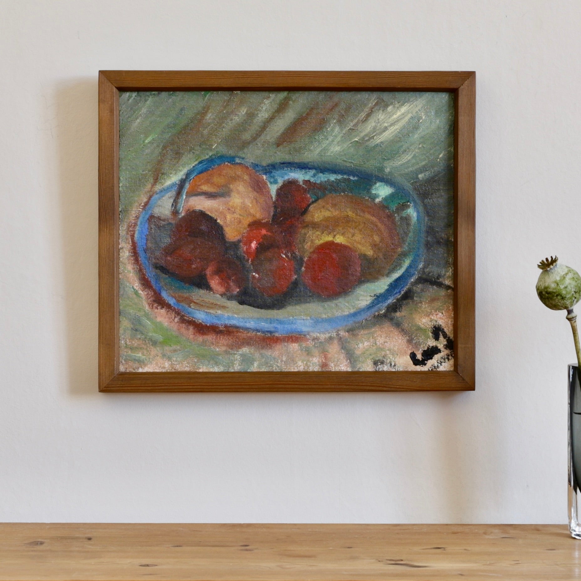 Vintage Original Kitchen Still Life Oil Painting from Sweden