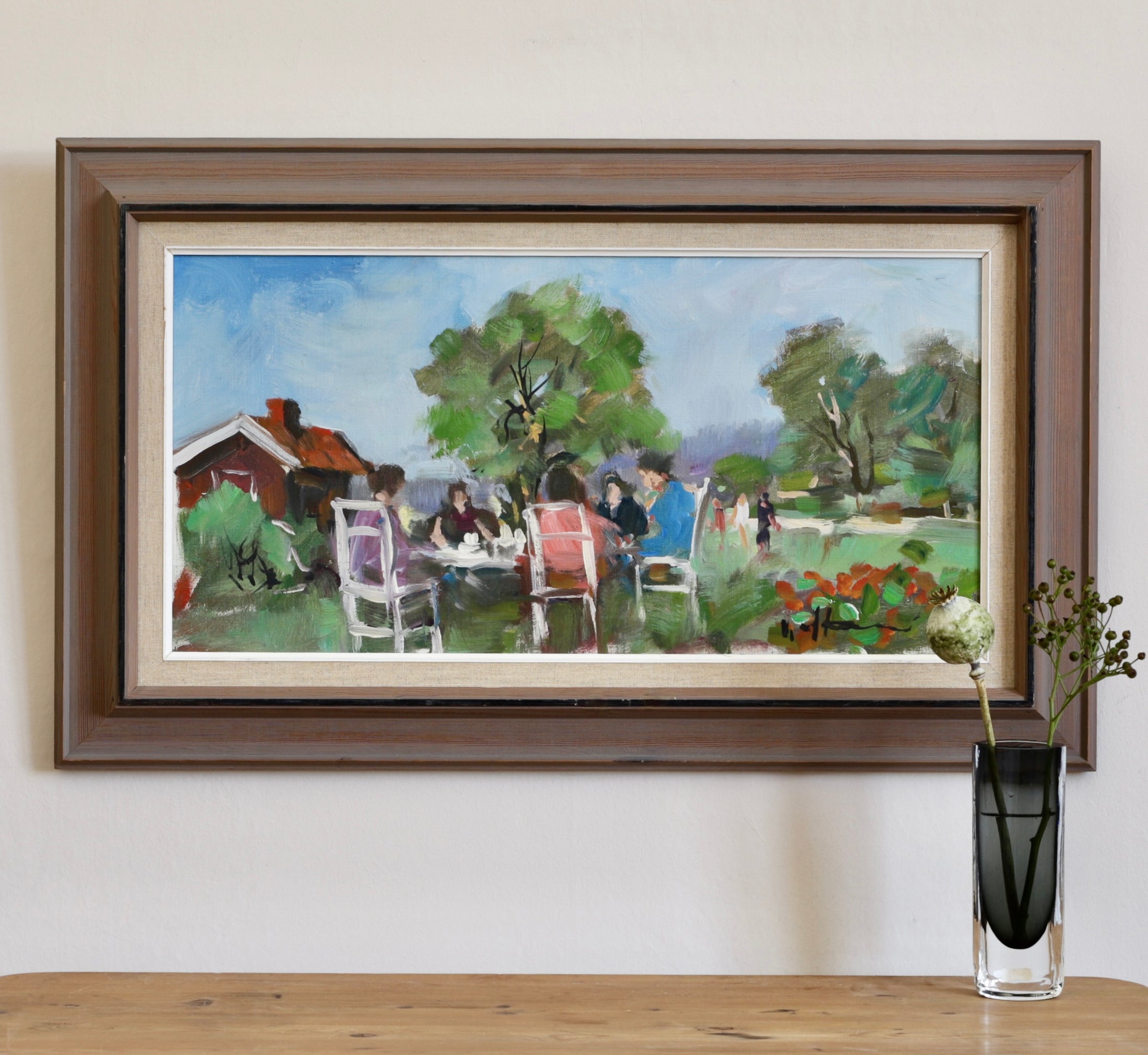 Vintage Art Mid Century Original Coastal OIl Painting by U Karlsson