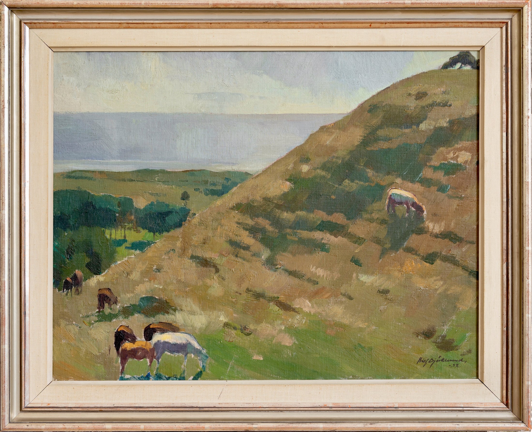 Vintage Art Room Original Coastal Oil Painting from Sweden