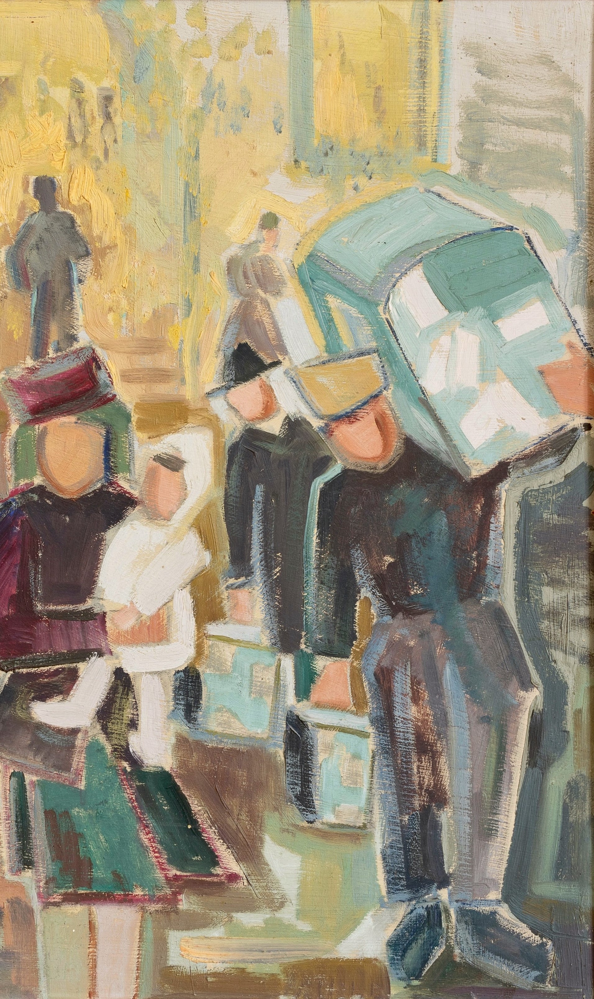 Vintage Art Room Mid Century Original Oil Painting from Sweden