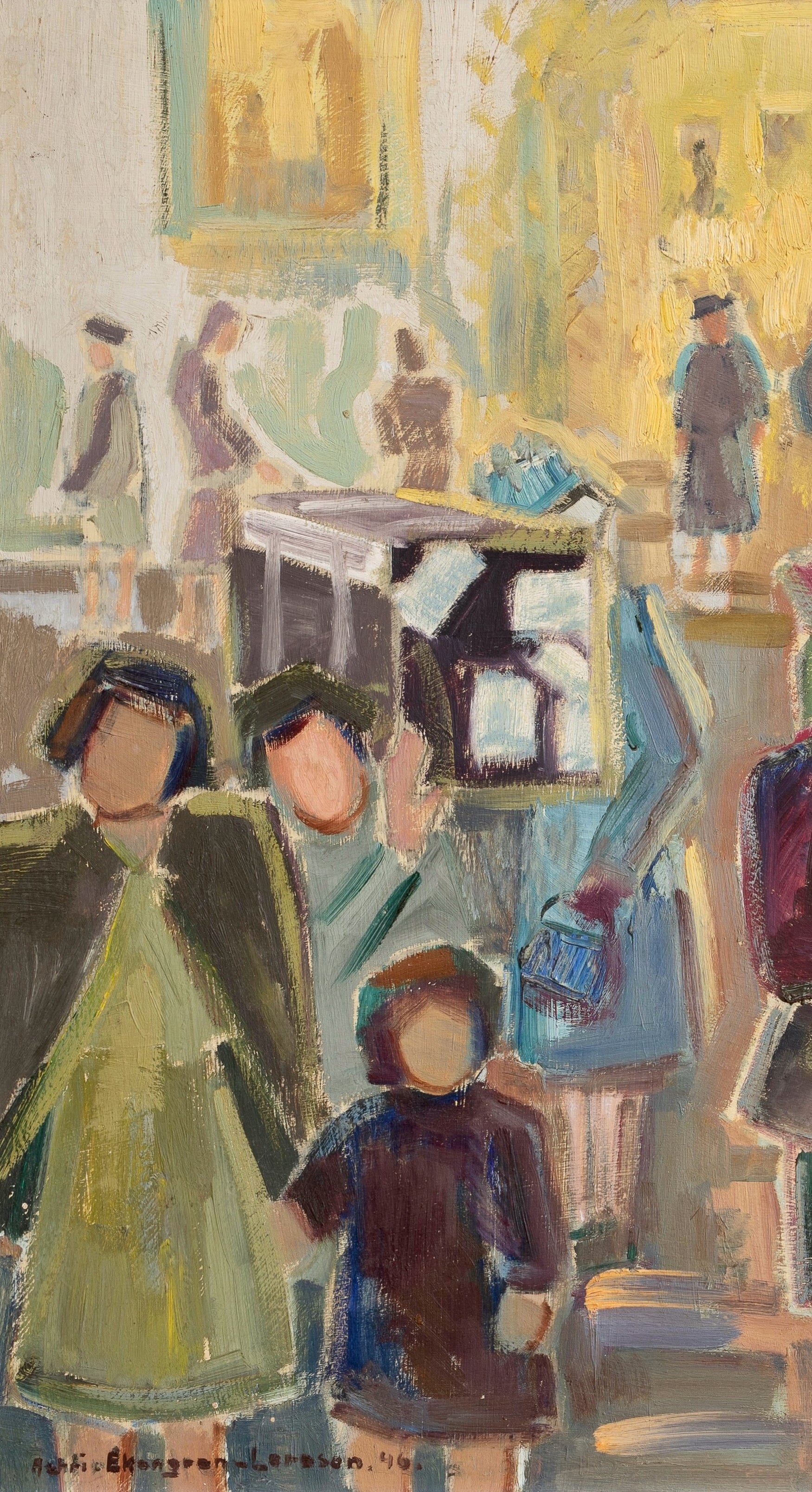 Vintage Art Room Mid Century Original Oil Painting from Sweden