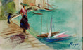 Load image into Gallery viewer, Mid Century Original Coastal Oil Painting
