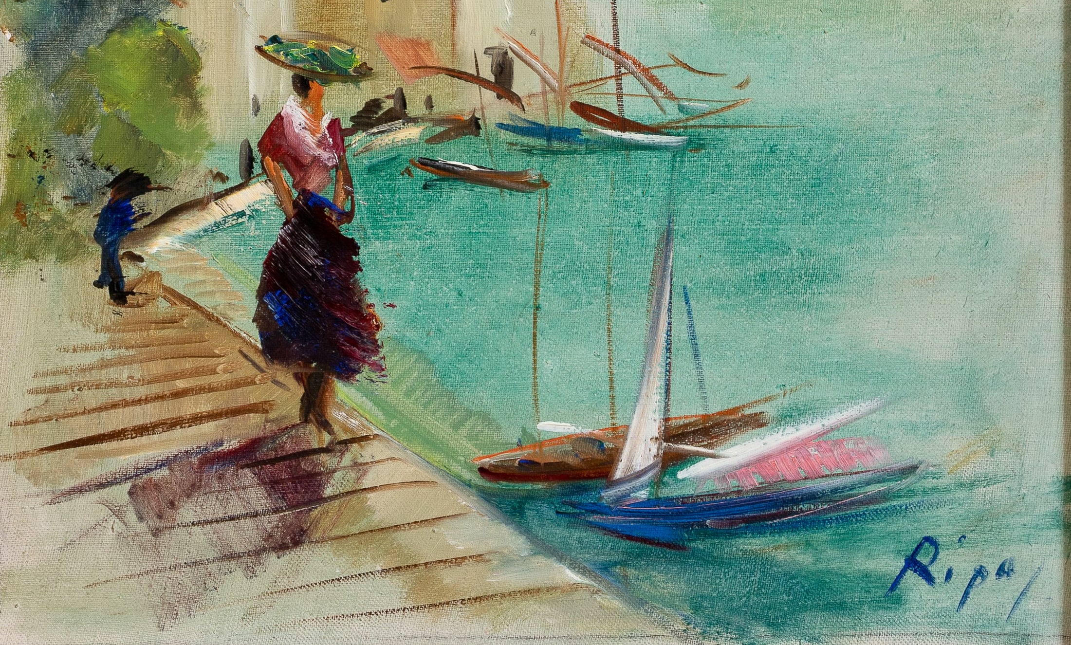 Mid Century Original Coastal Oil Painting