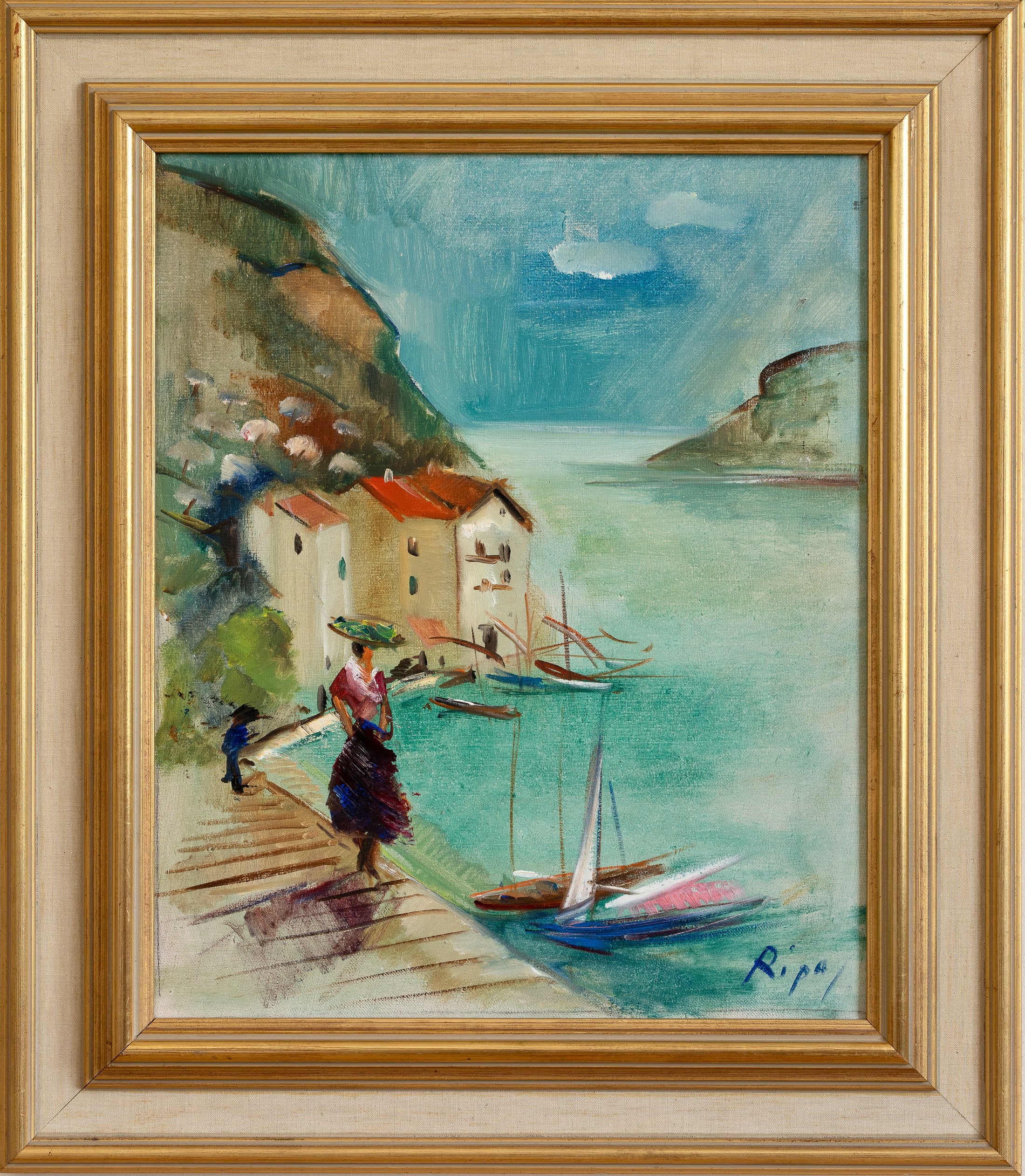 Mid Century Original Coastal Oil Painting