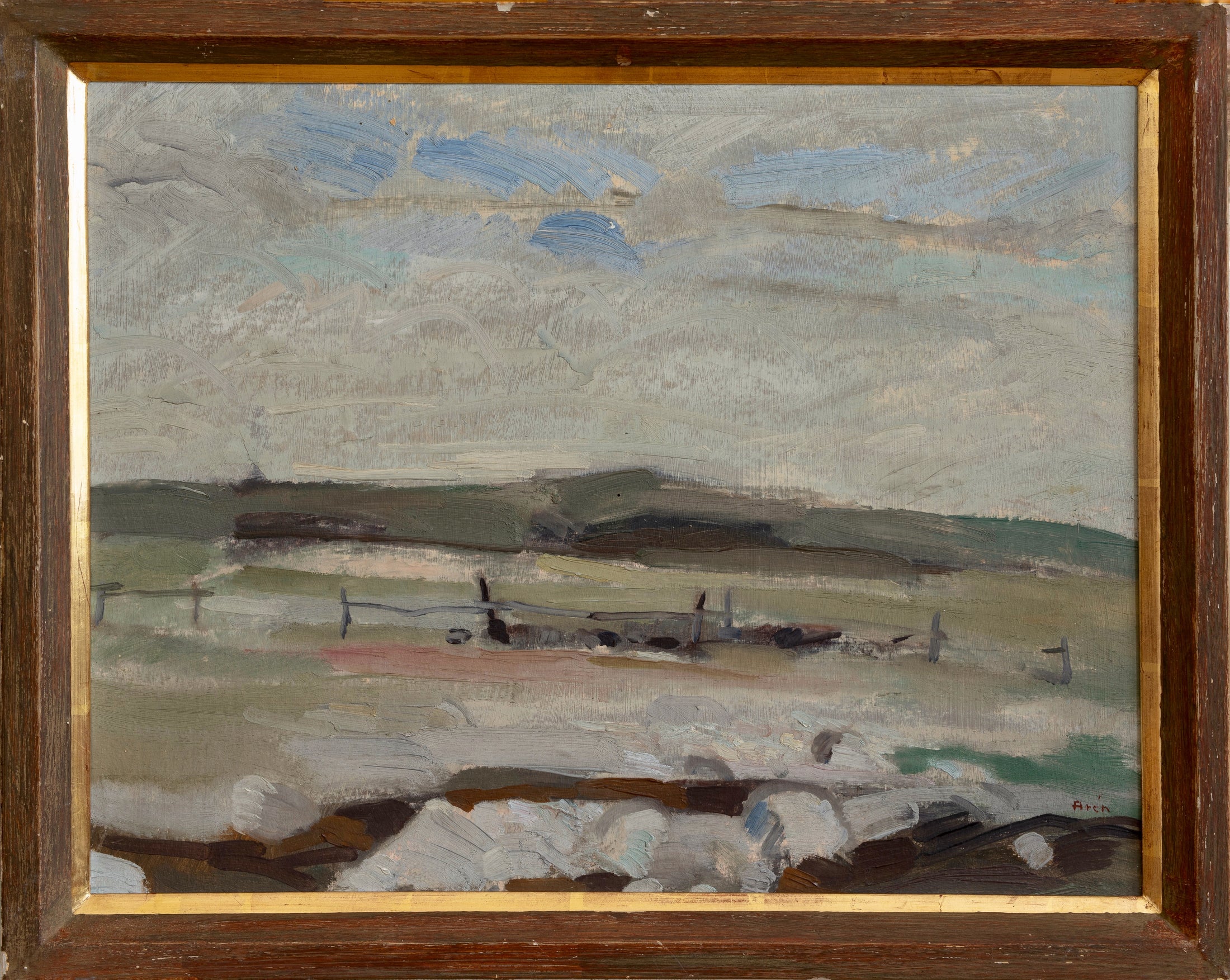 Vintage Original Mid Century Coastal Oil Painting from Sweden