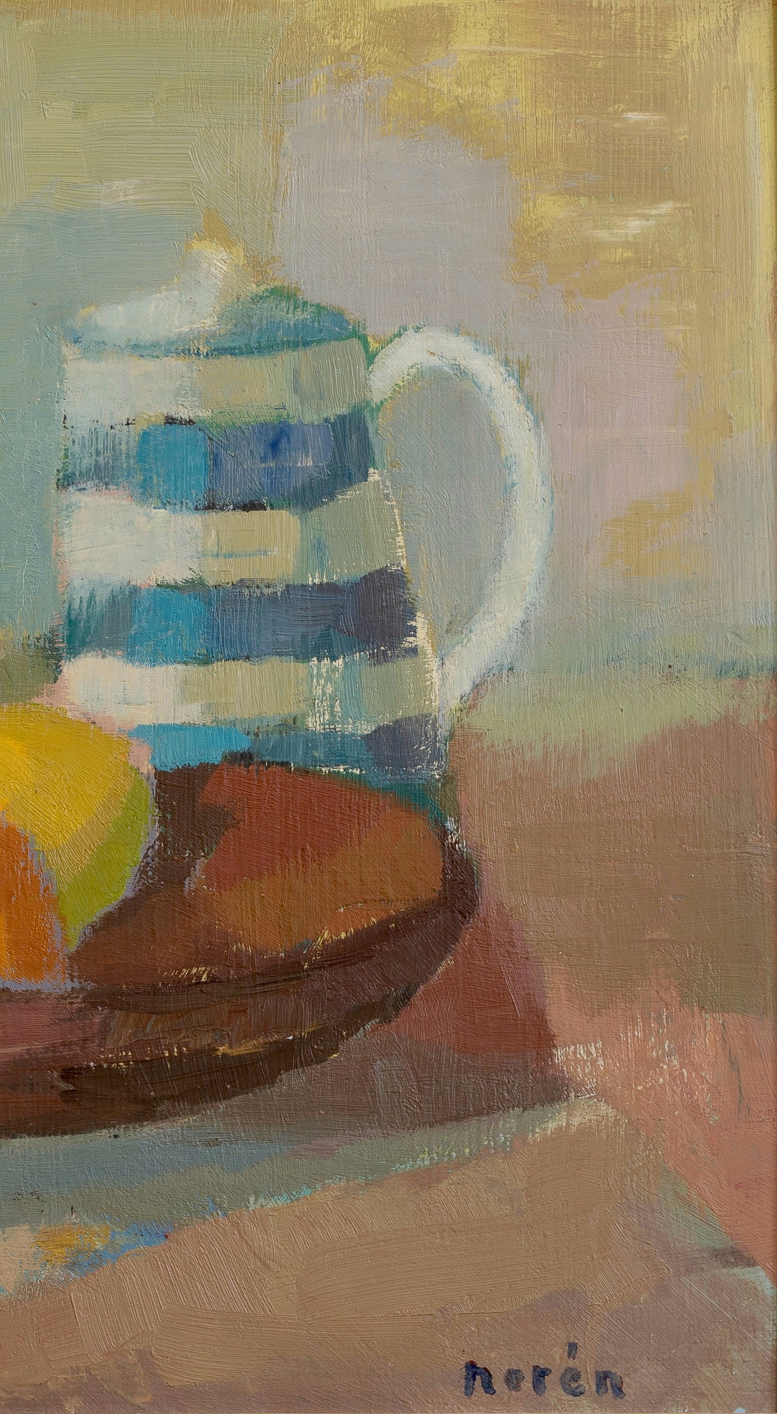 Vintage Mid Century Original Still Life Oil Painting from Sweden