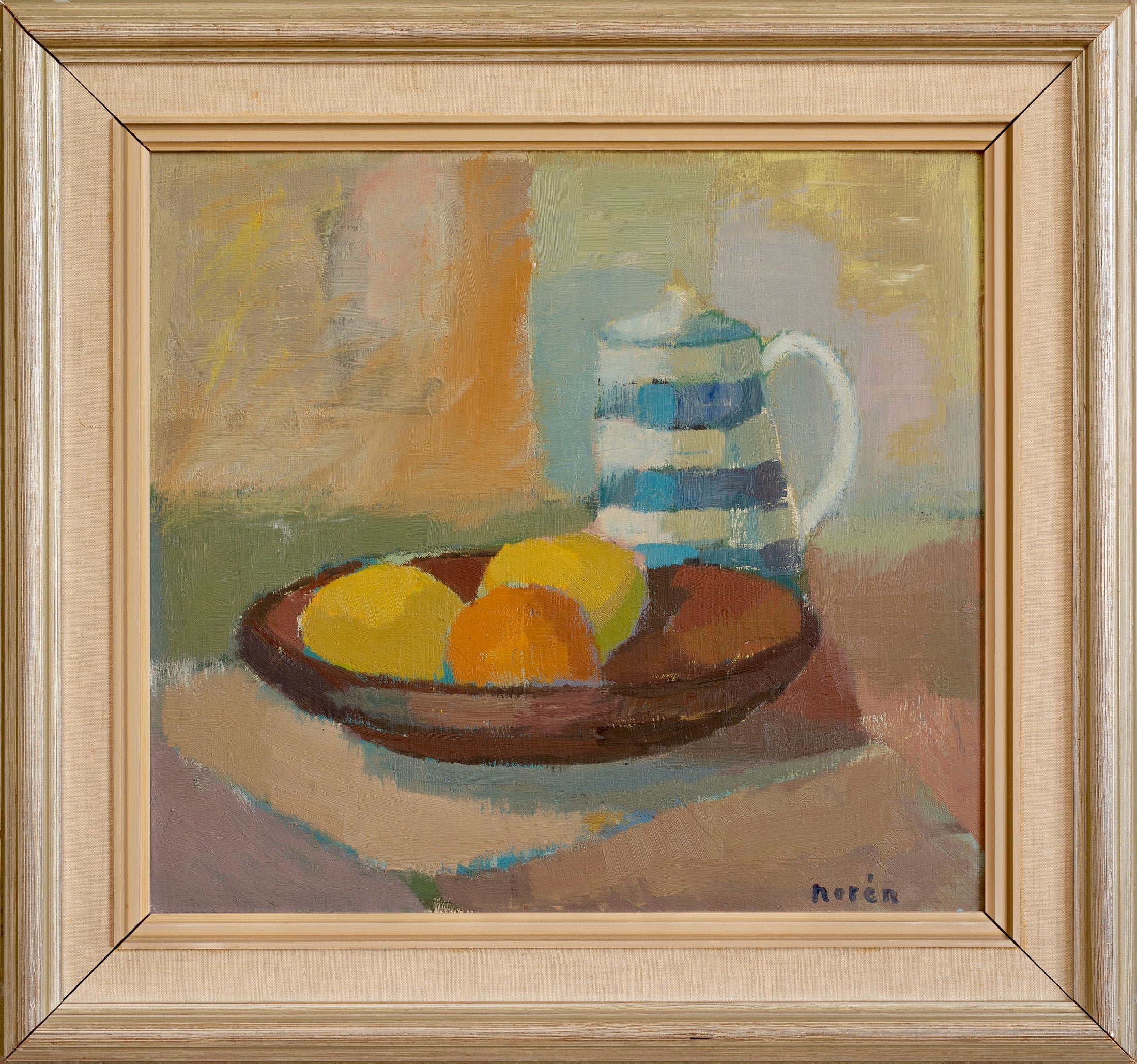 Vintage Mid Century Original Still Life Oil Painting from Sweden
