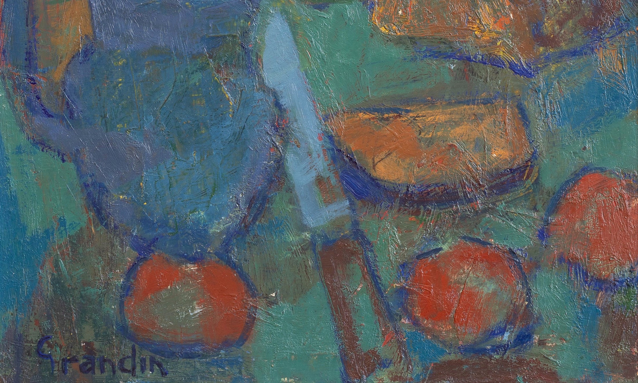 Vintage Mid Century Kitchen Still Life Oil Painting