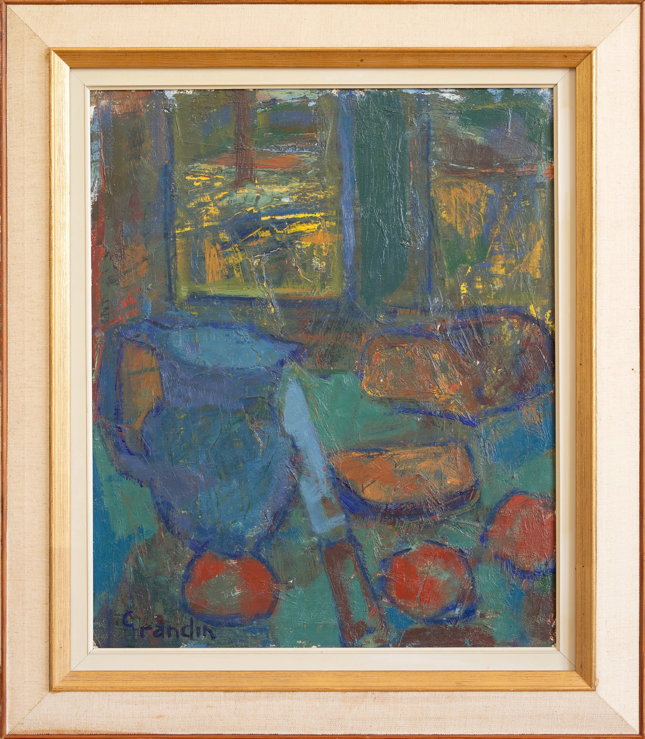 Vintage Mid Century Kitchen Still Life Oil Painting