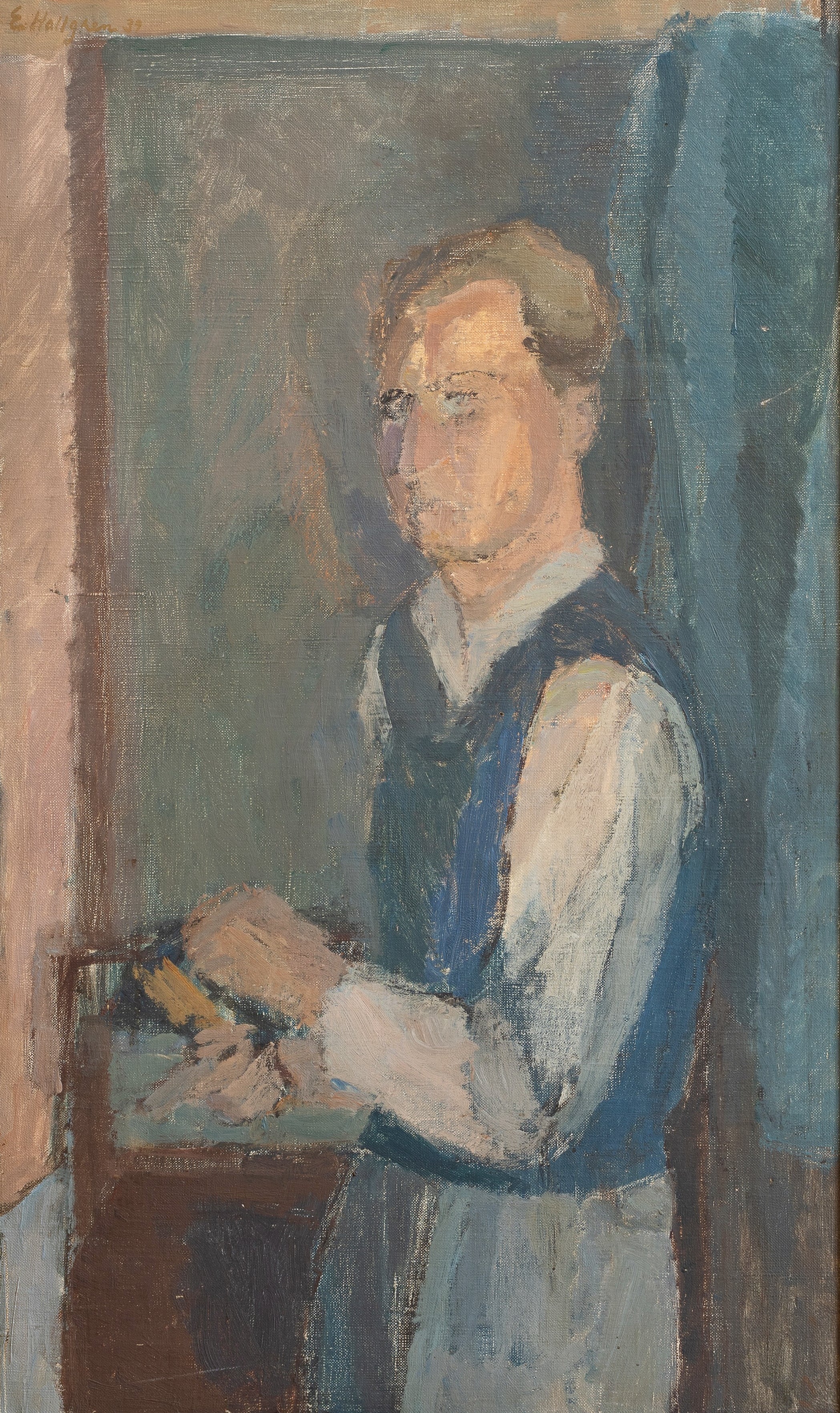 Vintage Self Portrait of Artist Working in Studio from Sweden