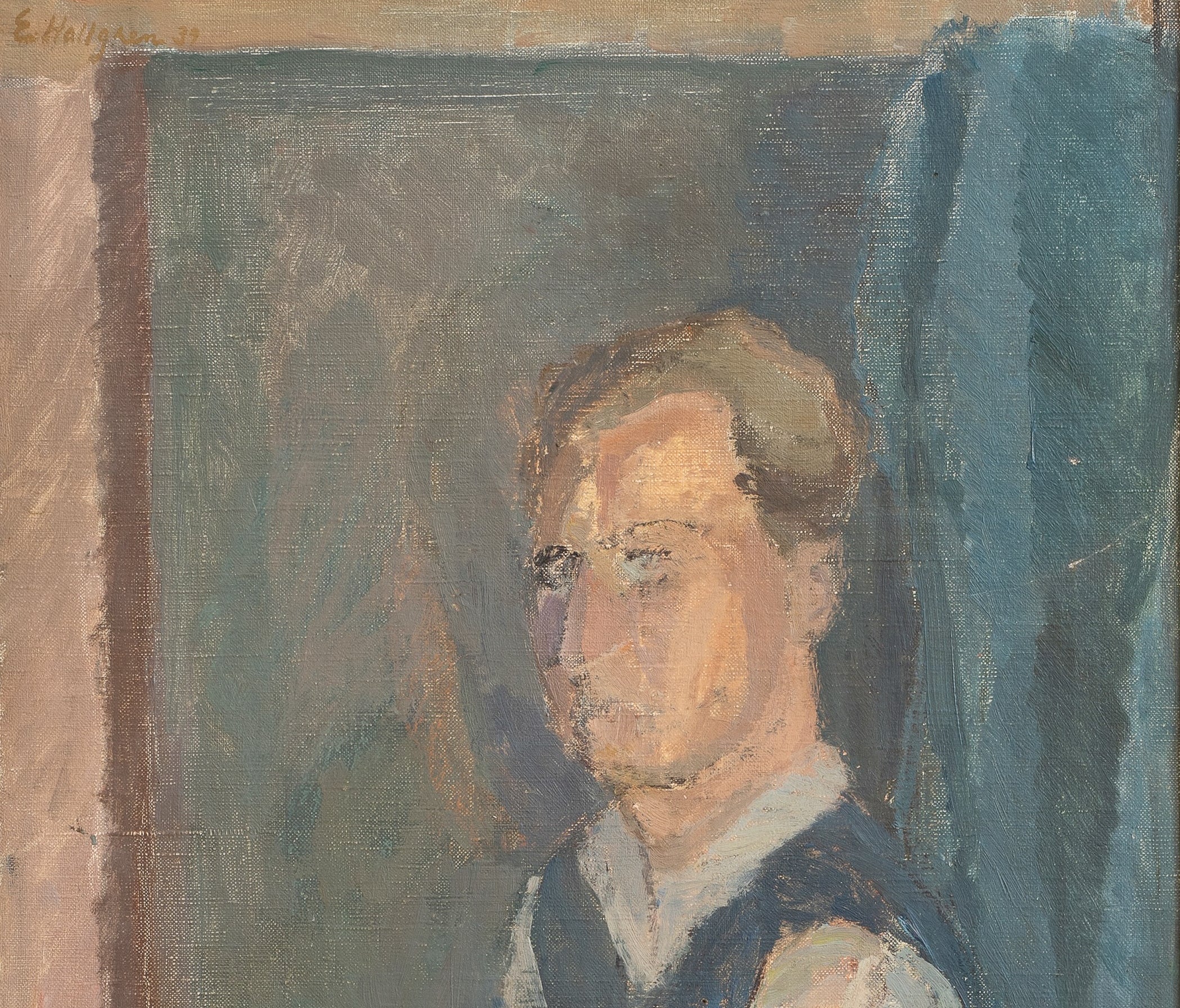Vintage Self Portrait of Artist Working in Studio from Sweden