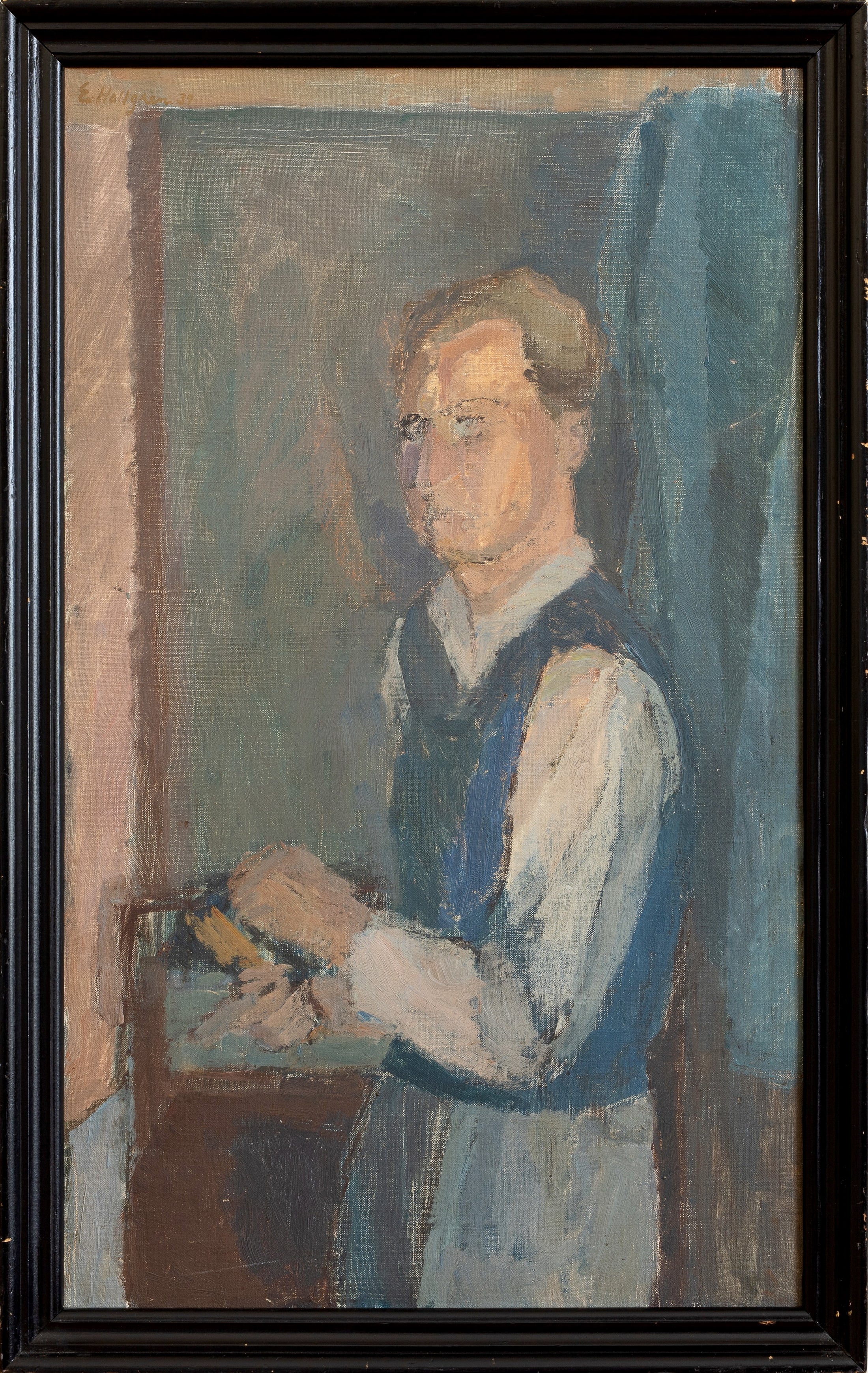 Vintage Self Portrait of Artist Working in Studio from Sweden