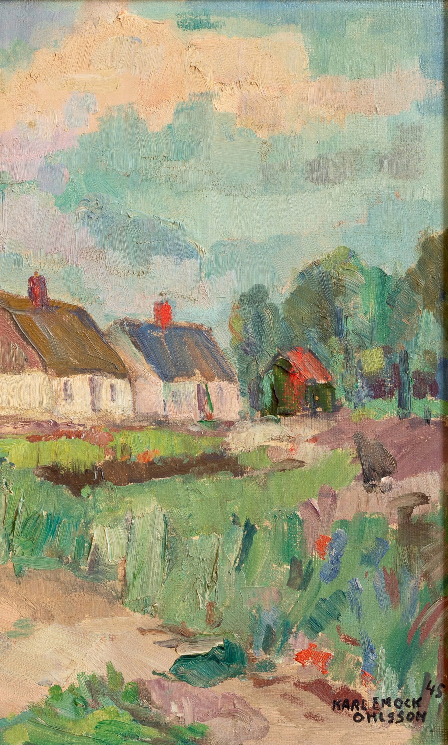 Mid Century Original Landscape Oil Painting By K Ohlsson Sweden