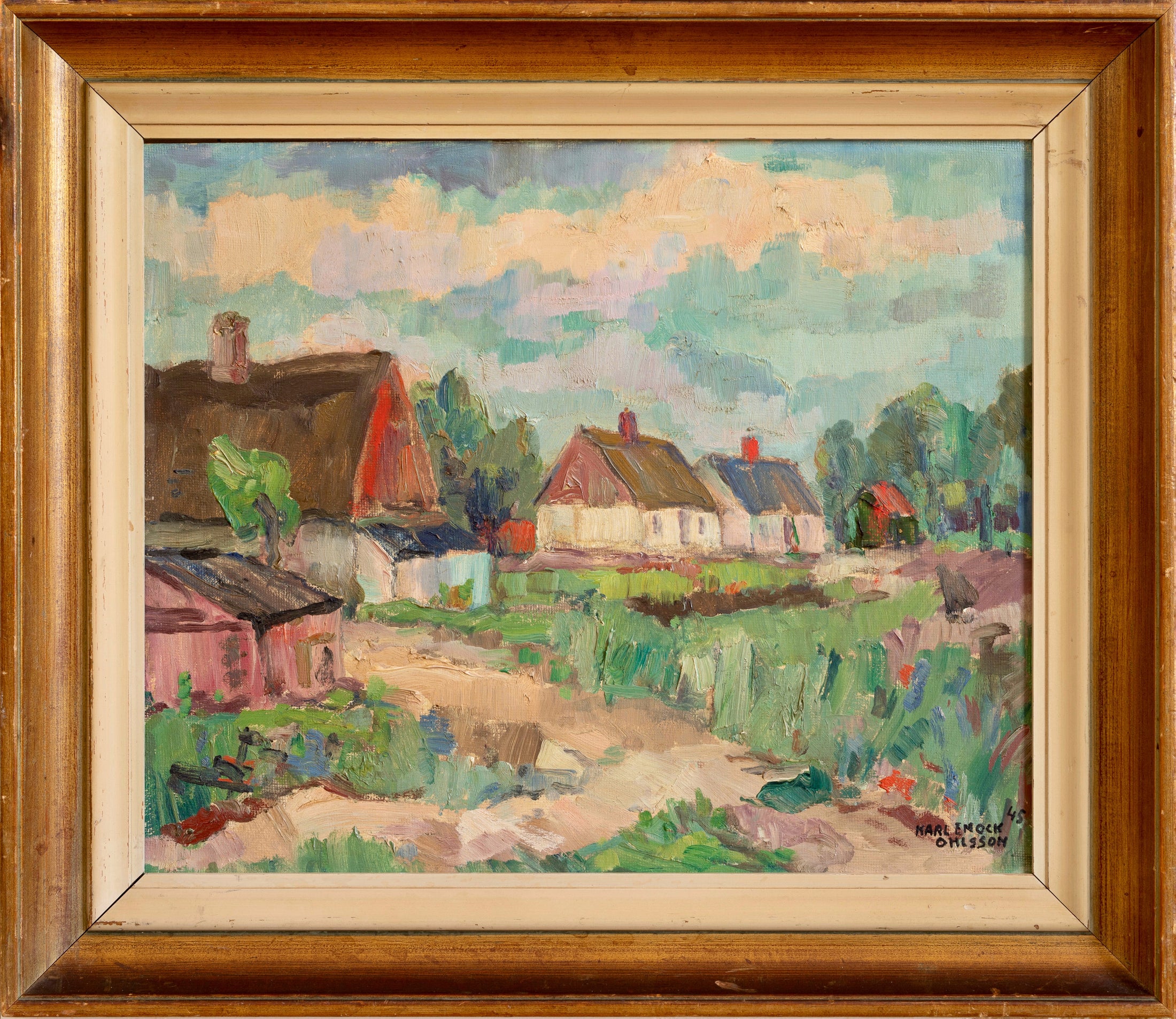 Mid Century Original Landscape Oil Painting By K Ohlsson Sweden