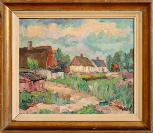 Mid Century Original Landscape Oil Painting By K Ohlsson Sweden