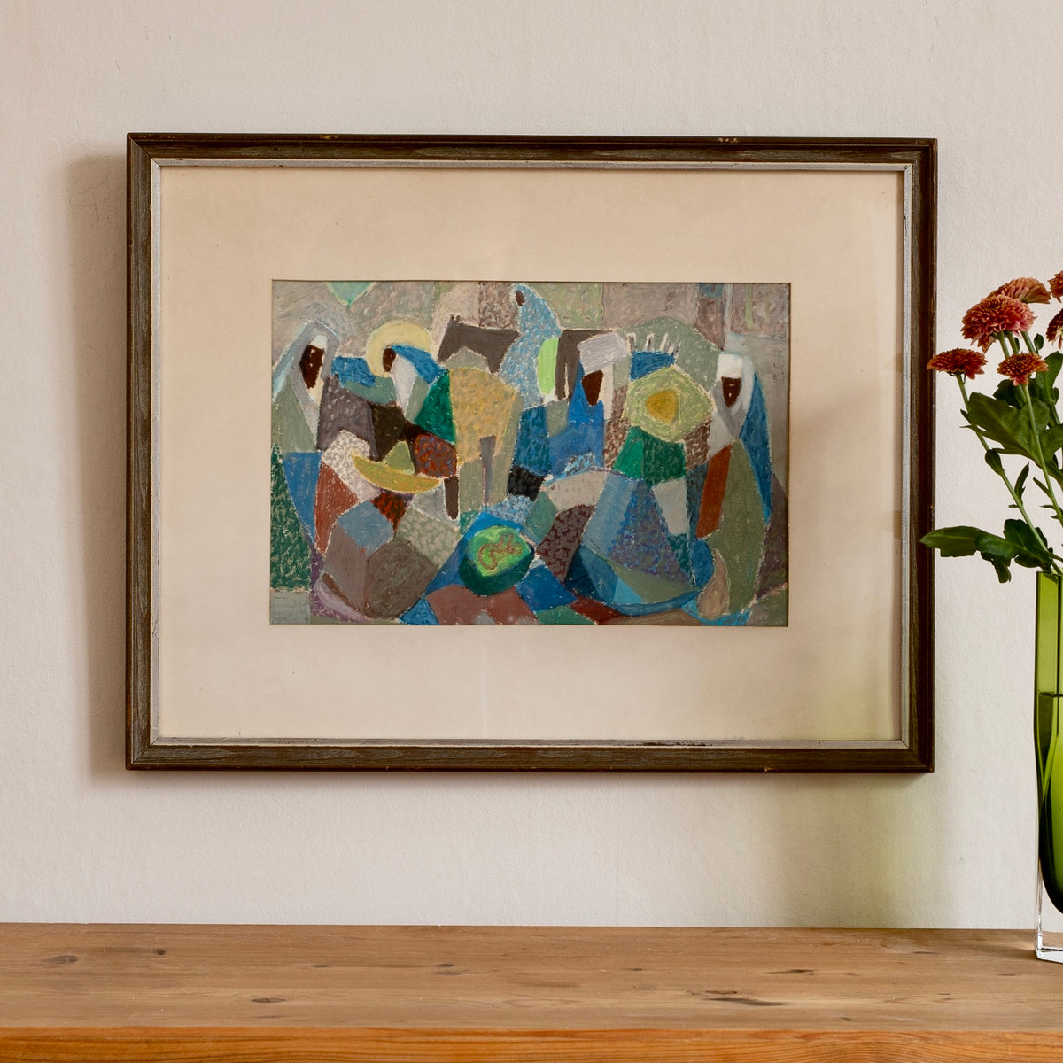 Mid Century Vintage Art Room Original Painting from Sweden