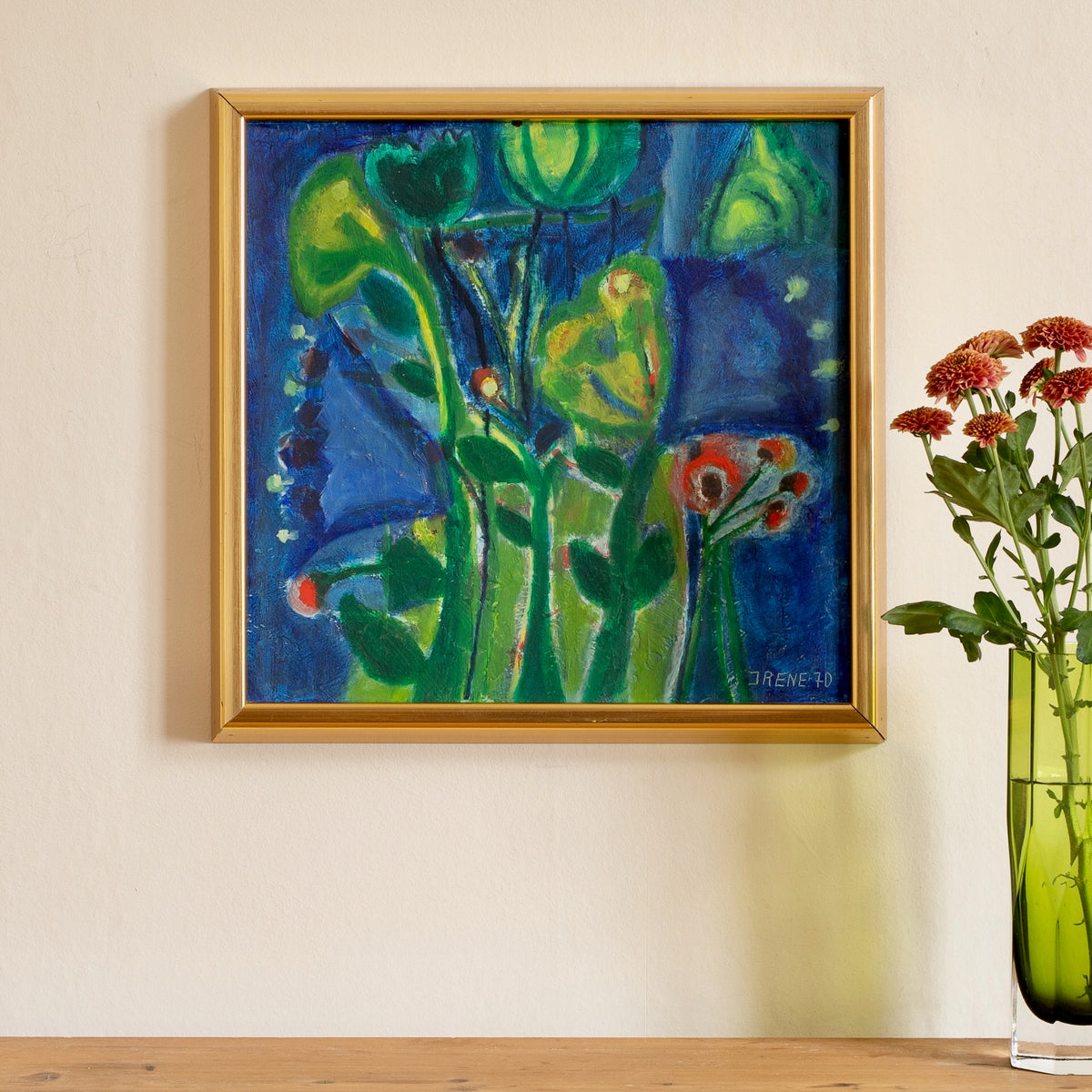 Vintage Mid Century Abstract Original Oil Painting 1970
