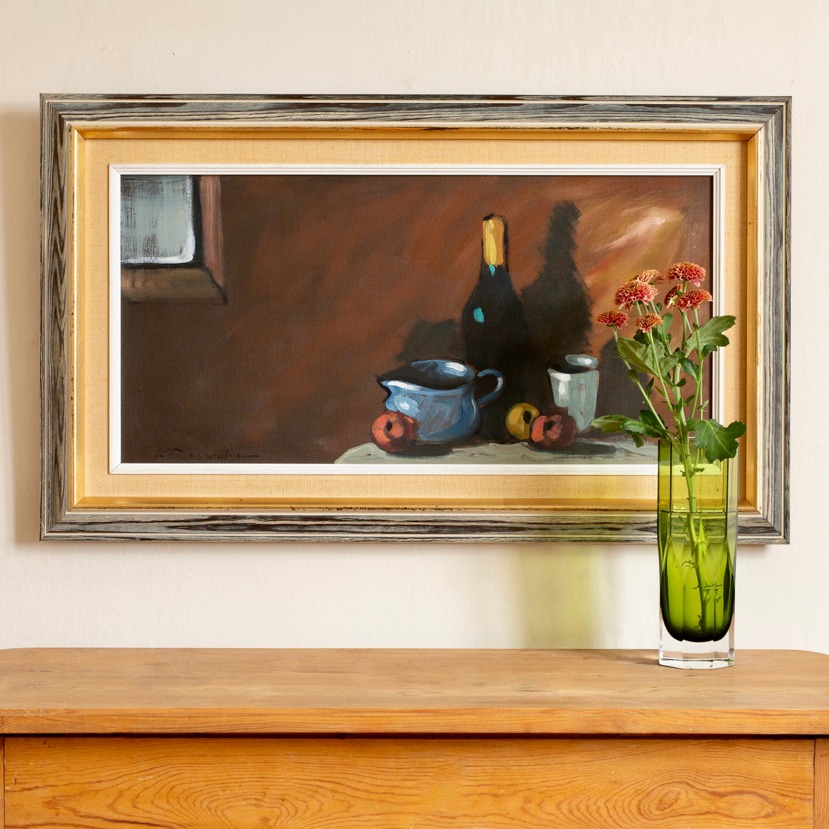 Swedish Vintage Art Kitchen Still Life Oil Painting From Sweden