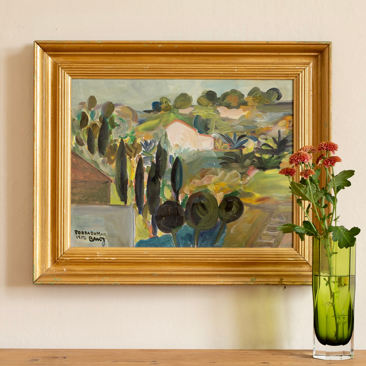 Mid Century Vintage Art Original Landscape Oil Painting