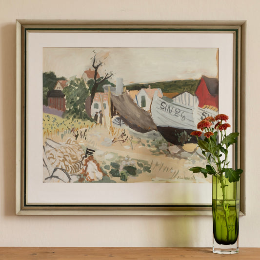 Mid Century Original Coastal Painting By G Karlmark Sweden