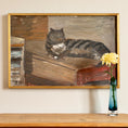 Load image into Gallery viewer, Vintage Mid Century Interior Oil Painting with Cat From Sweden
