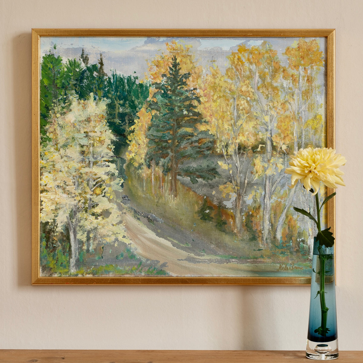 Colorful Swedish Vintage Original Landscape Oil Painting