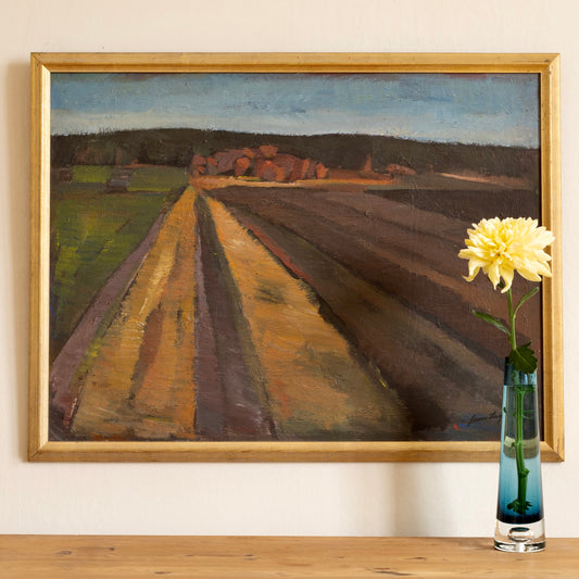 Original Vintage Mid Century Landscape Oil Painting Sweden